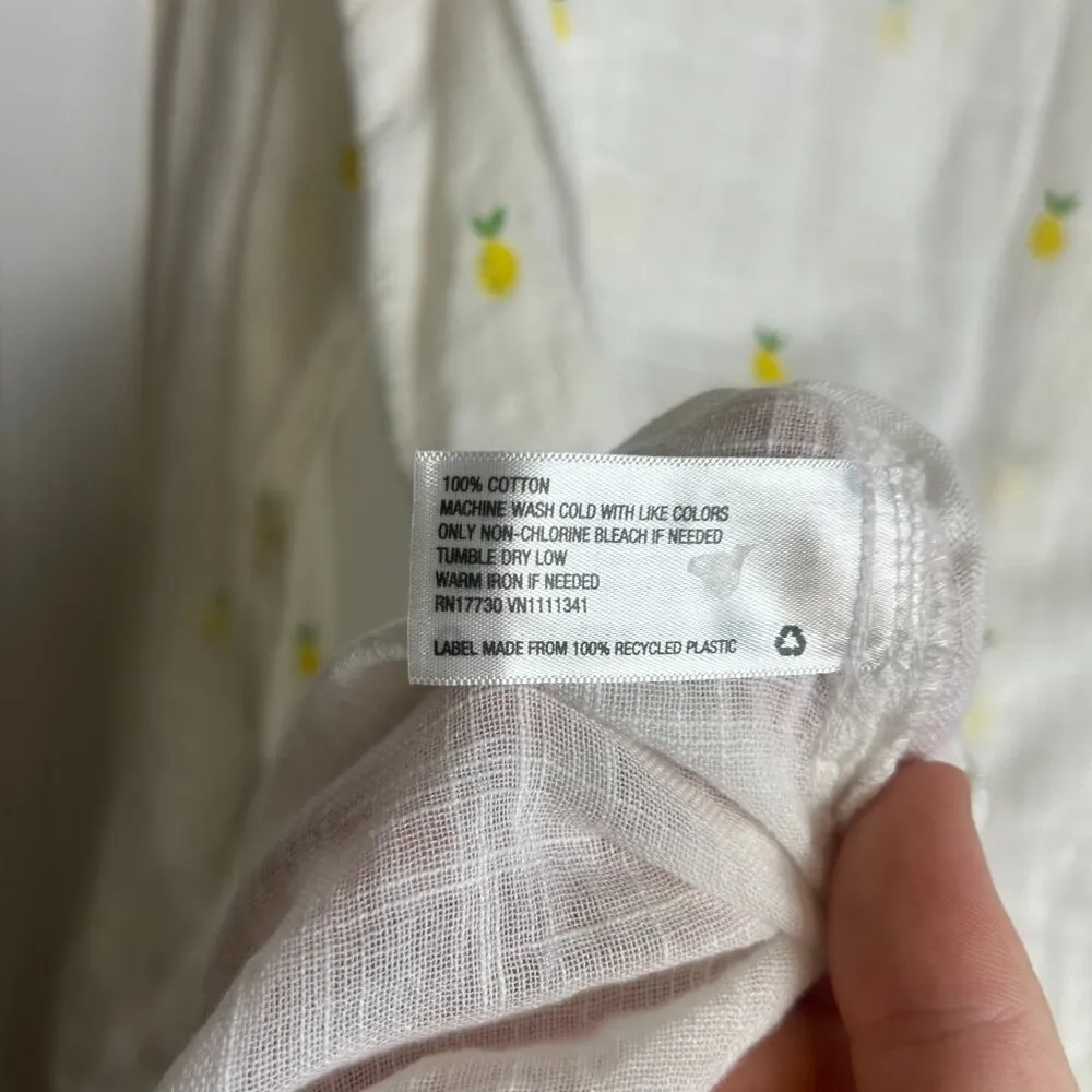 Merona White Cotton Gauze Lightweight Button Down Pineapple Print Q7 - Image 6