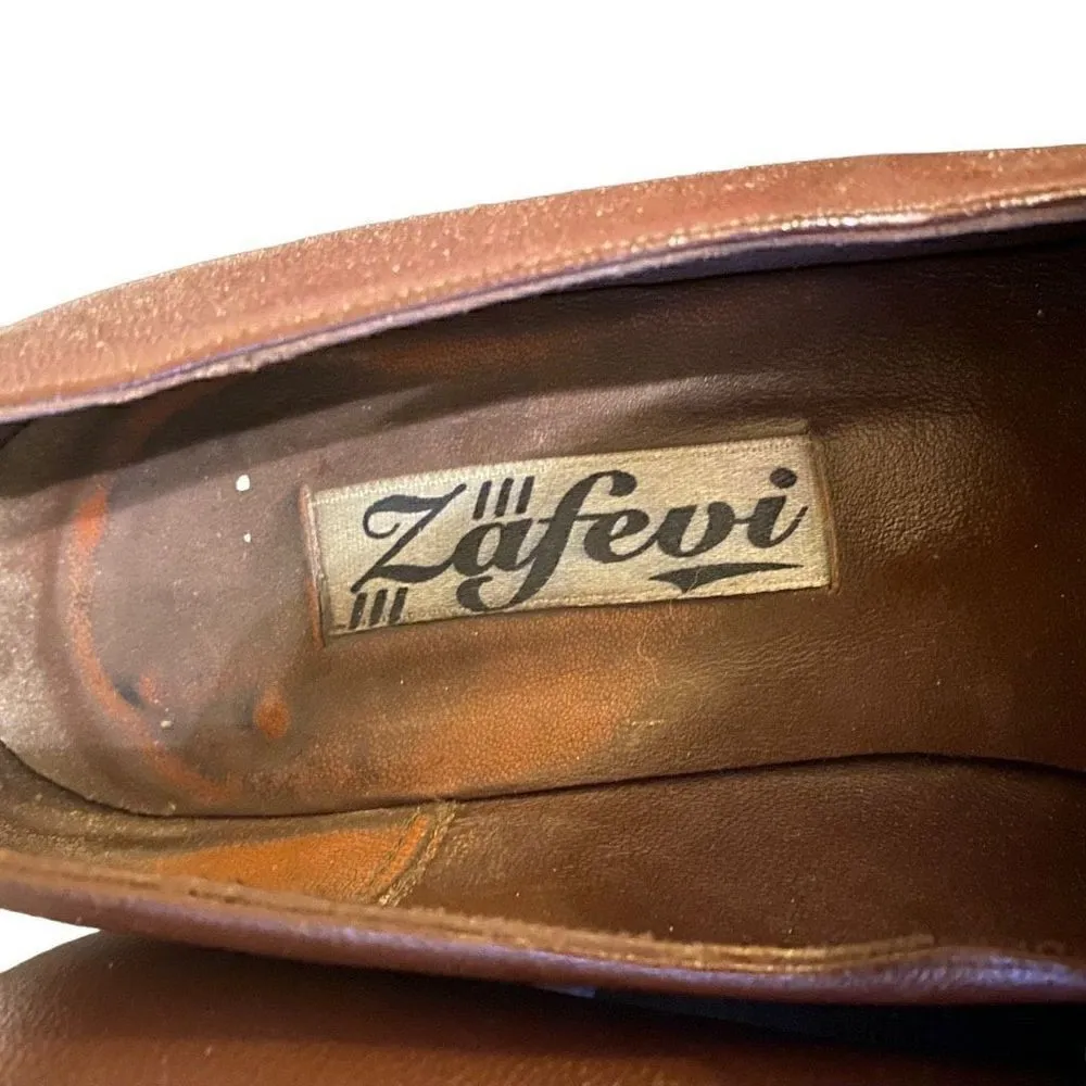 Zafevi brown leather witch shoes heeled size 8 Brown - Image 4