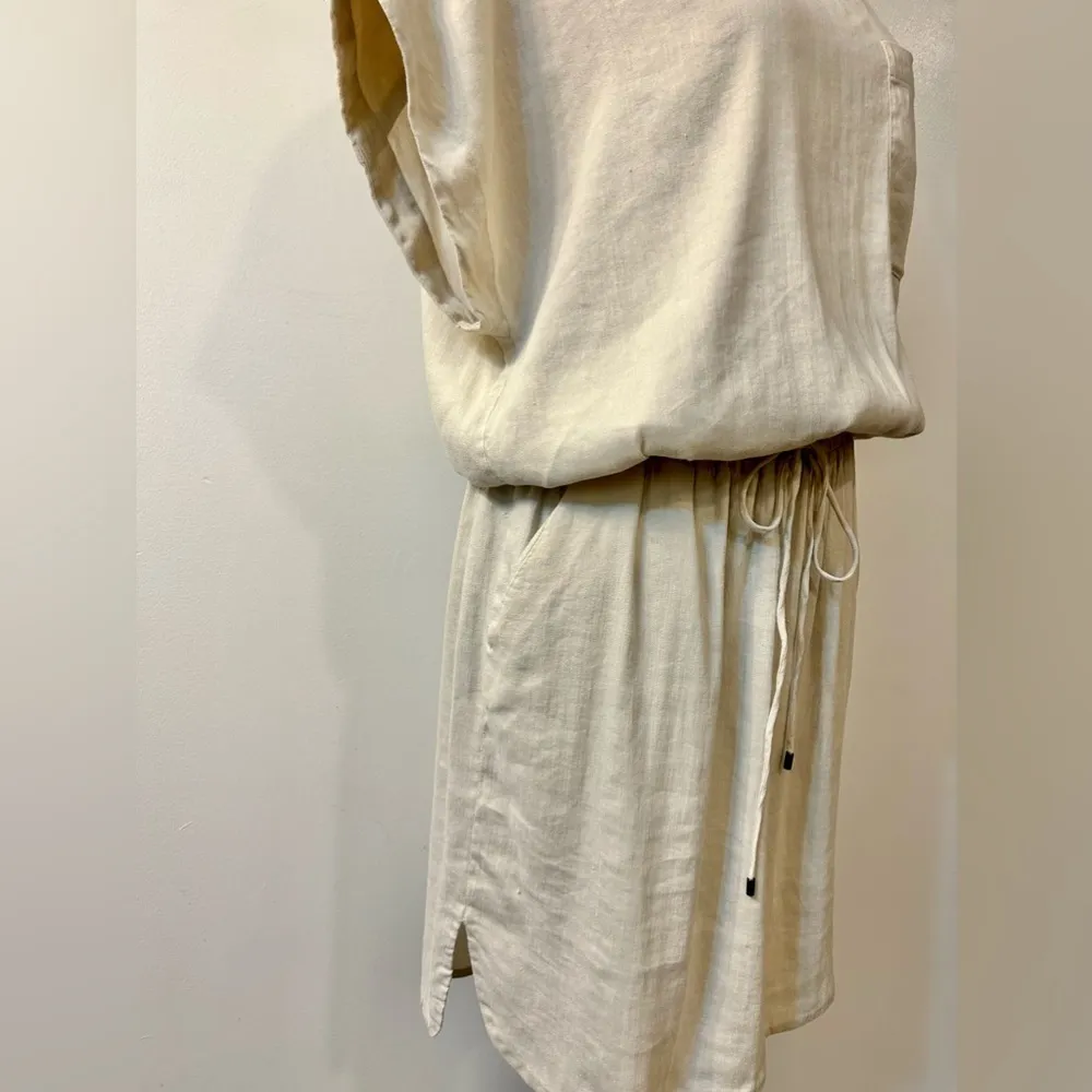 Vince Linen Blend Drawstring Waist Dress - Image 6