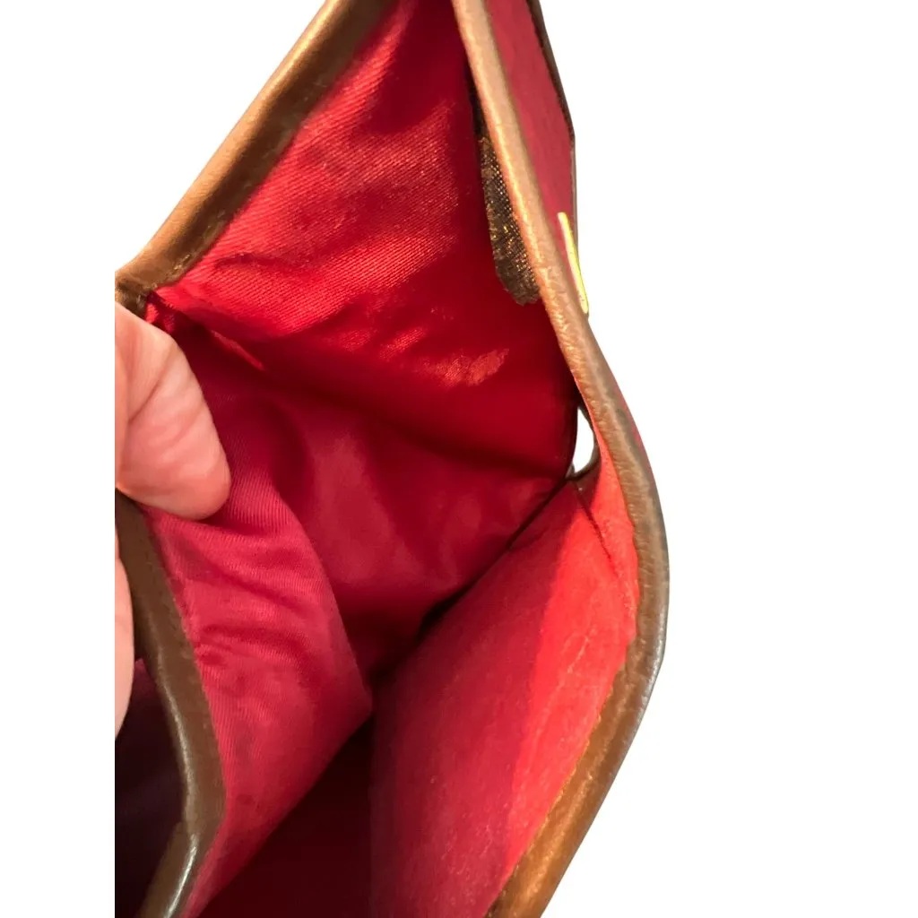 Vintage Liz Claiborne Red Leather Trim Trifold Wallet Card Signature Logo Estate - Image 8