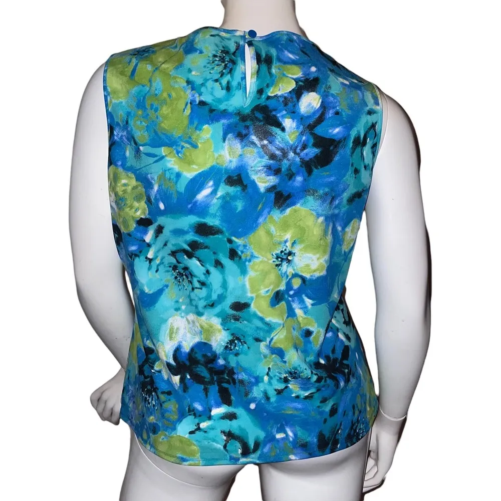 Black Label  by Evan Picone blue floral sleeveless top - Image 3