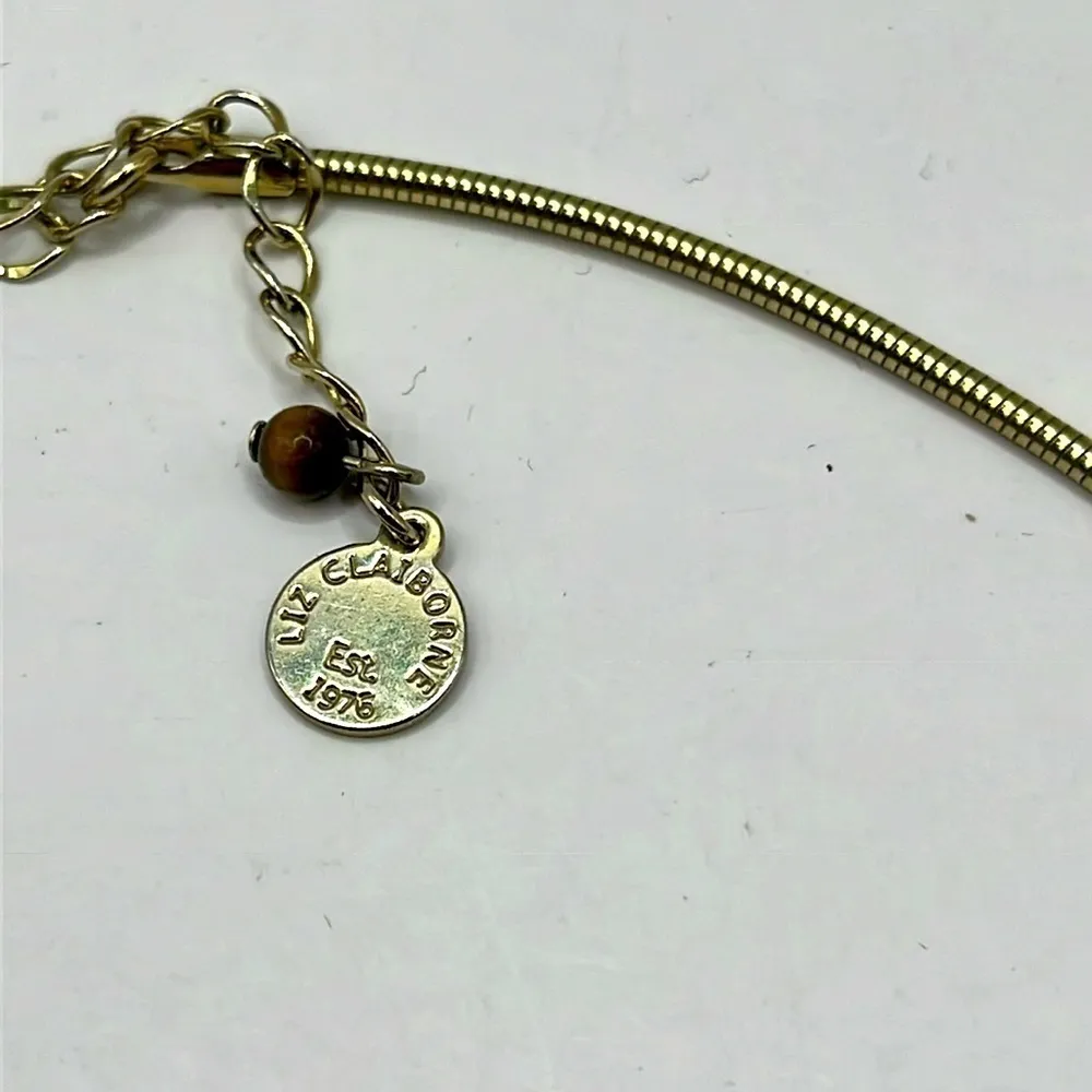 Liz Claiborne Choker Necklace  Gold Tone with Modern Pendant Big Bold Statement - Image 6