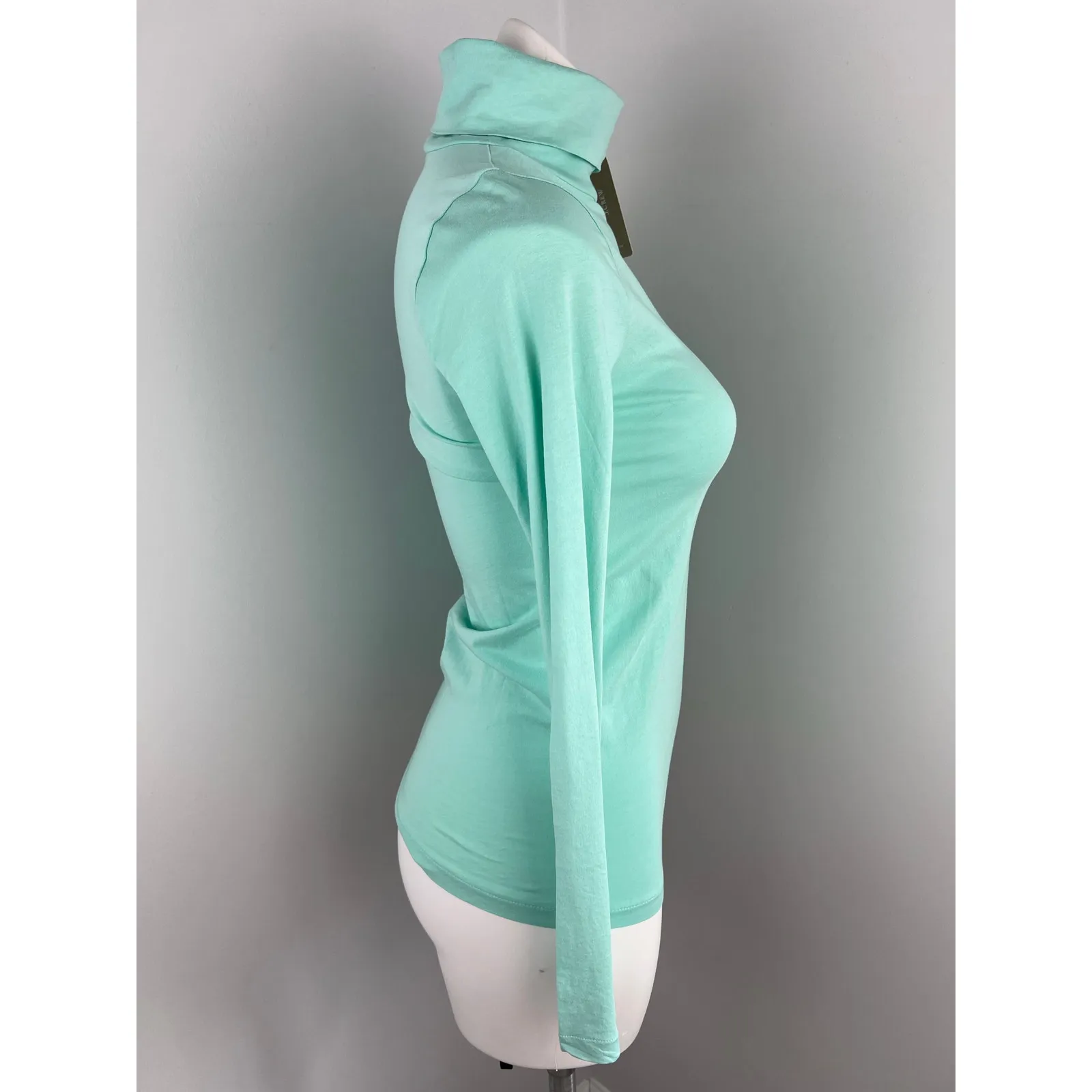 Women's J.Crew Lightweight 100% Cotton Layering Turtleneck in Aqua XS - Image 2