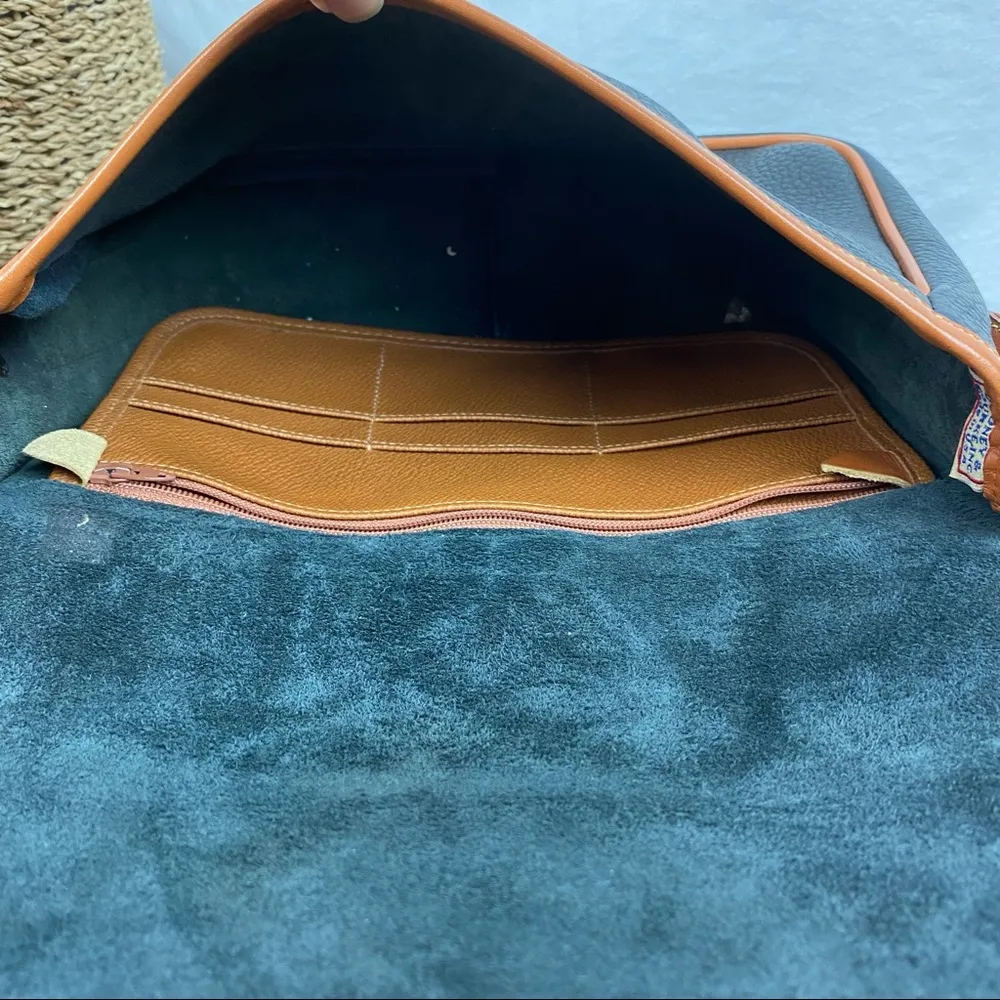 Dooney & Bourke Brown & Black Vintage Leather Flap Crossbody Handbag - Image 7