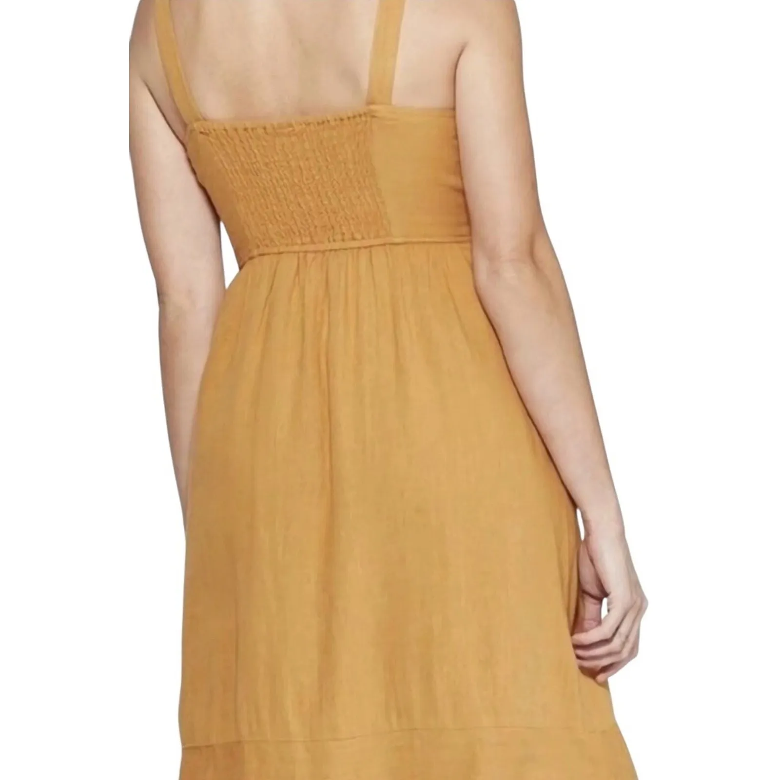 Universal Threads Universal Thread Honey Mustard Linen Blend Button Front Dress Size Small - Image 2