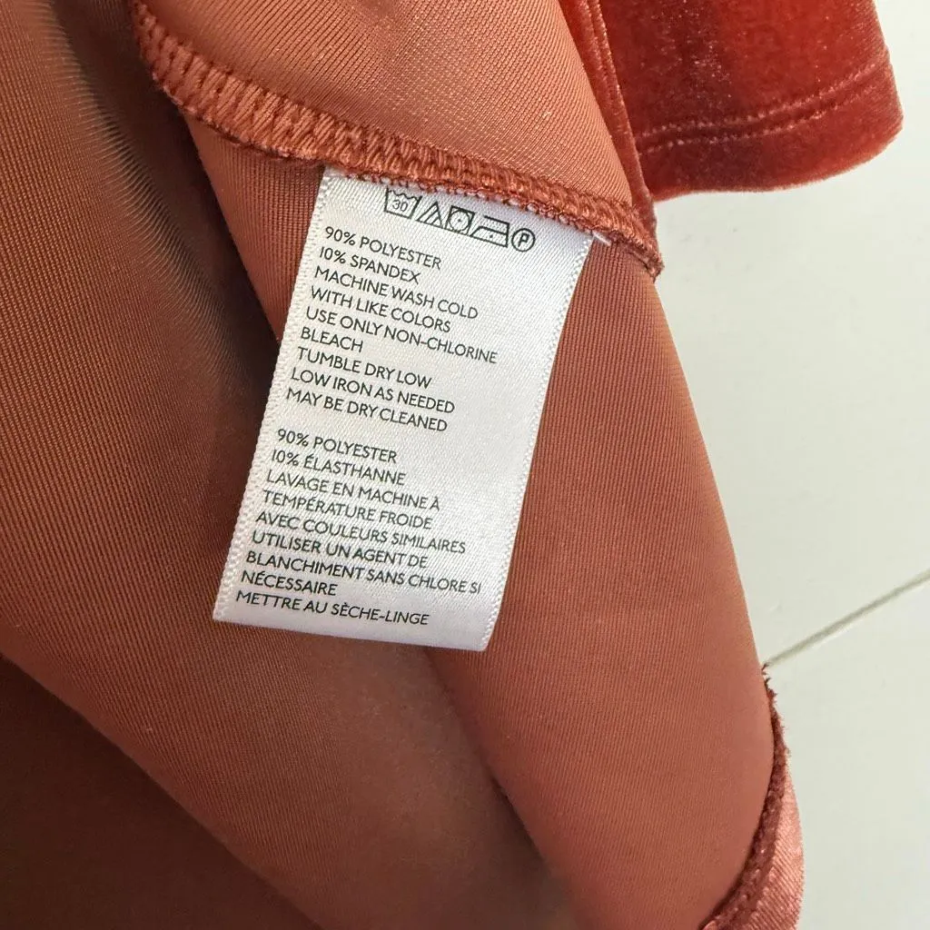 Urban Outfitters Kimchi Blue Women’s Small Orange Velvet Mini Dress Longsleeve - Image 3