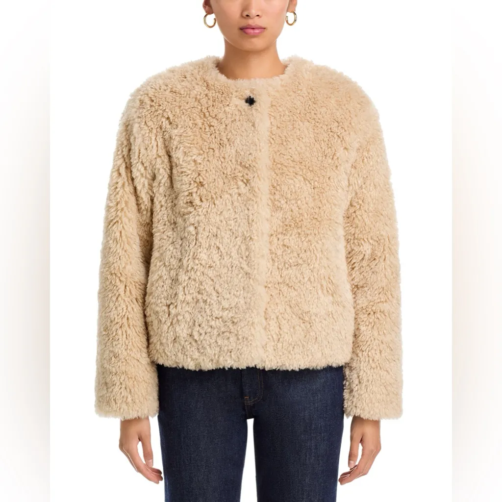 Rag & Bone Sabrina faux fur coat cropped shearling jacket beige glam winter cute - Image 2