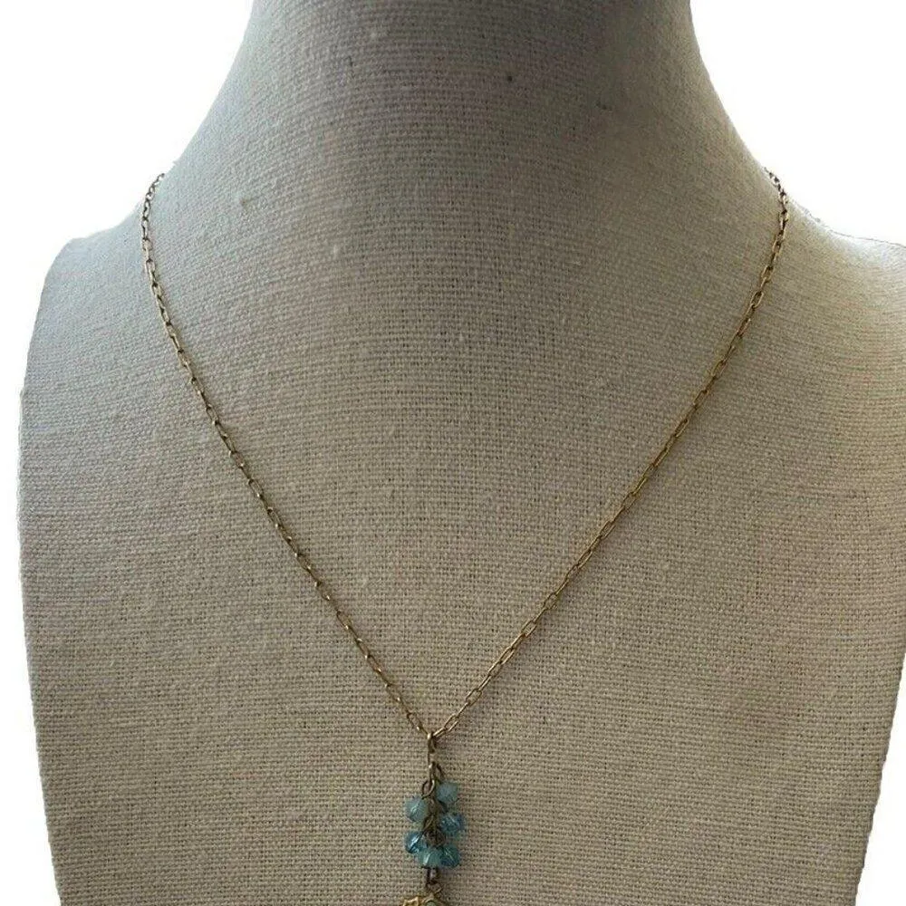 Catherine Popesco Blue Stone Seahorse Animal Pendant Necklace France Gold Tone - Image 2