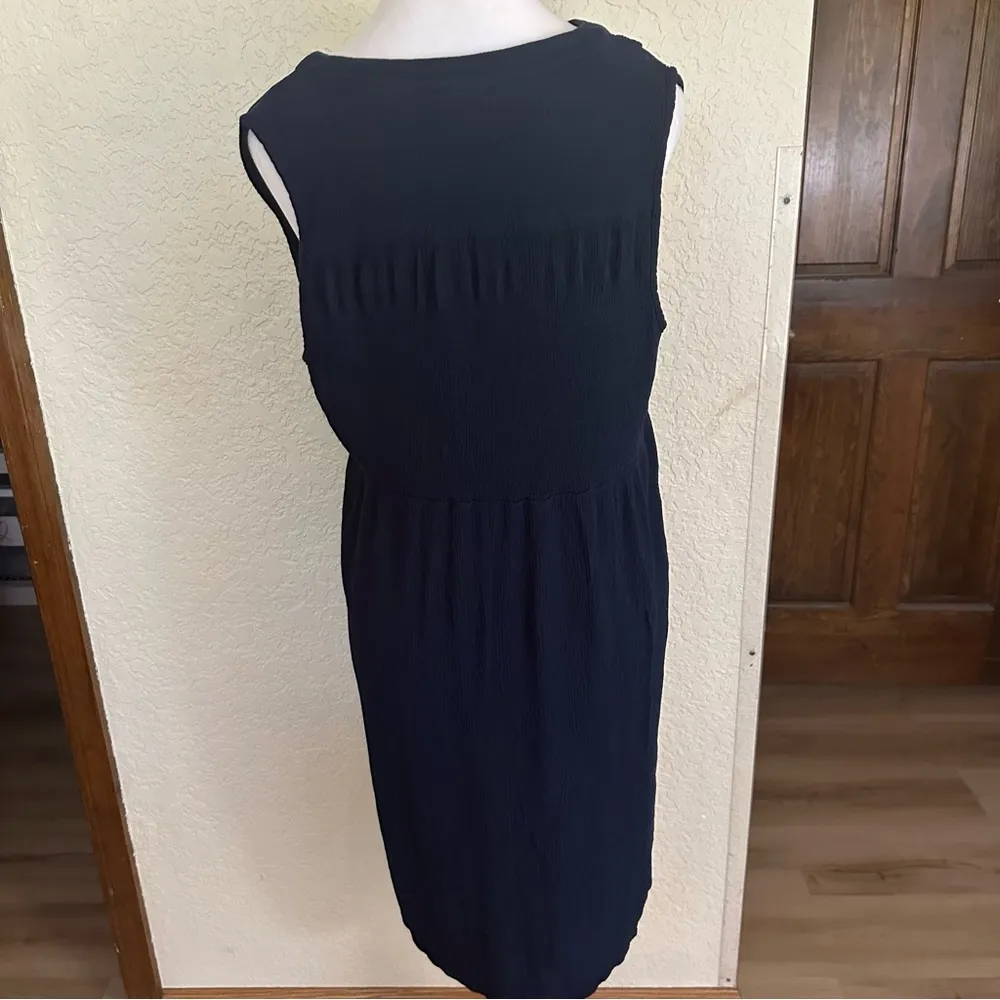 Knox Rose Womens Navy Blue Shift Dress Button Front Sleeveless V Neck Size Small - Image 6