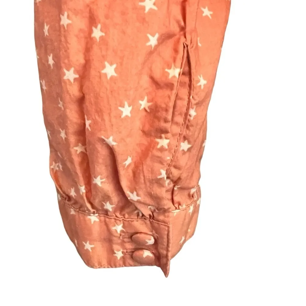 Madewell Star Peach Coral Cotton Wrap Button Tie Waist Cottage Top Blouse XXS - Image 4