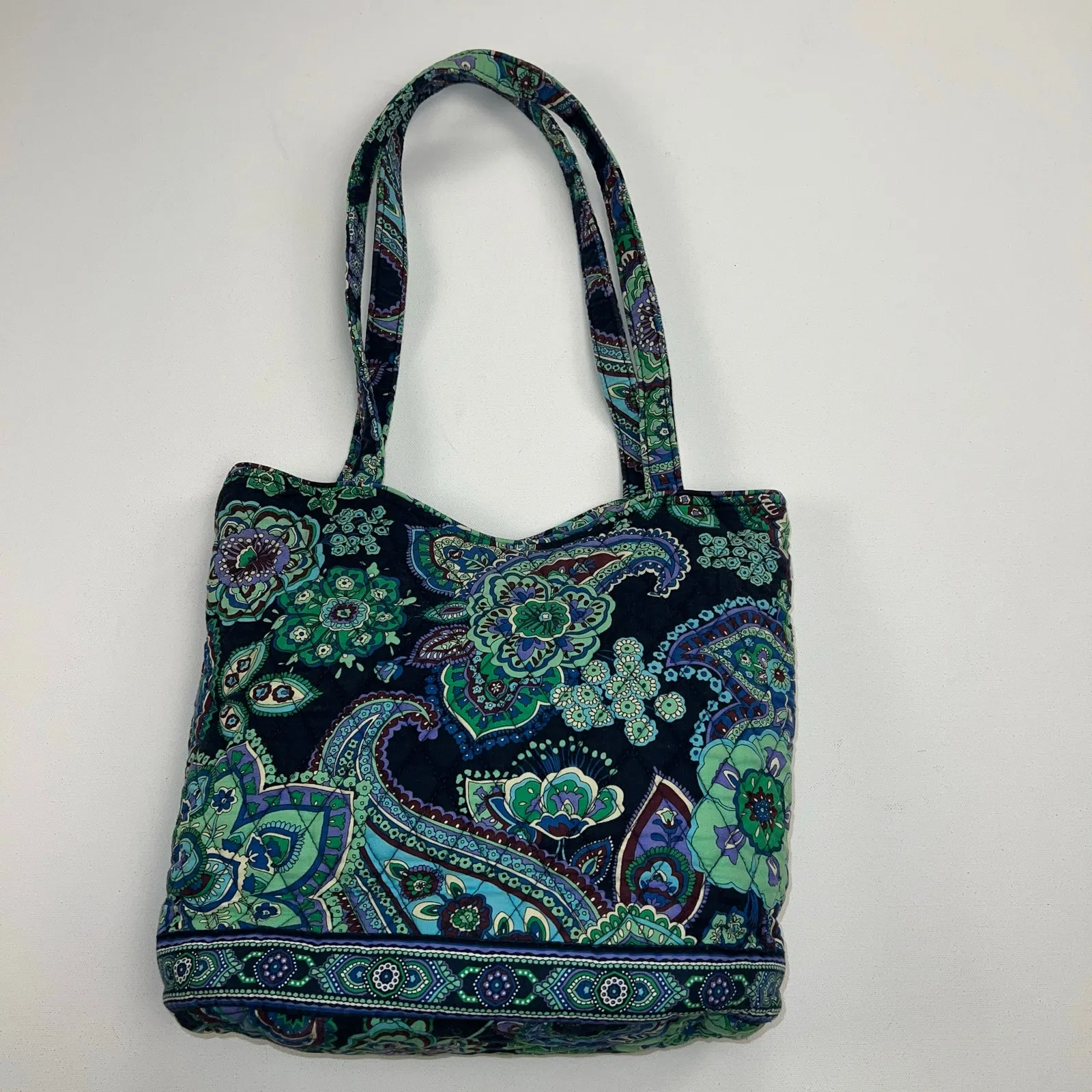 Vera Bradley Rare Rhapsody Paisley Quilted Shoulder Bag Purse Green Blue Purple - Image 6