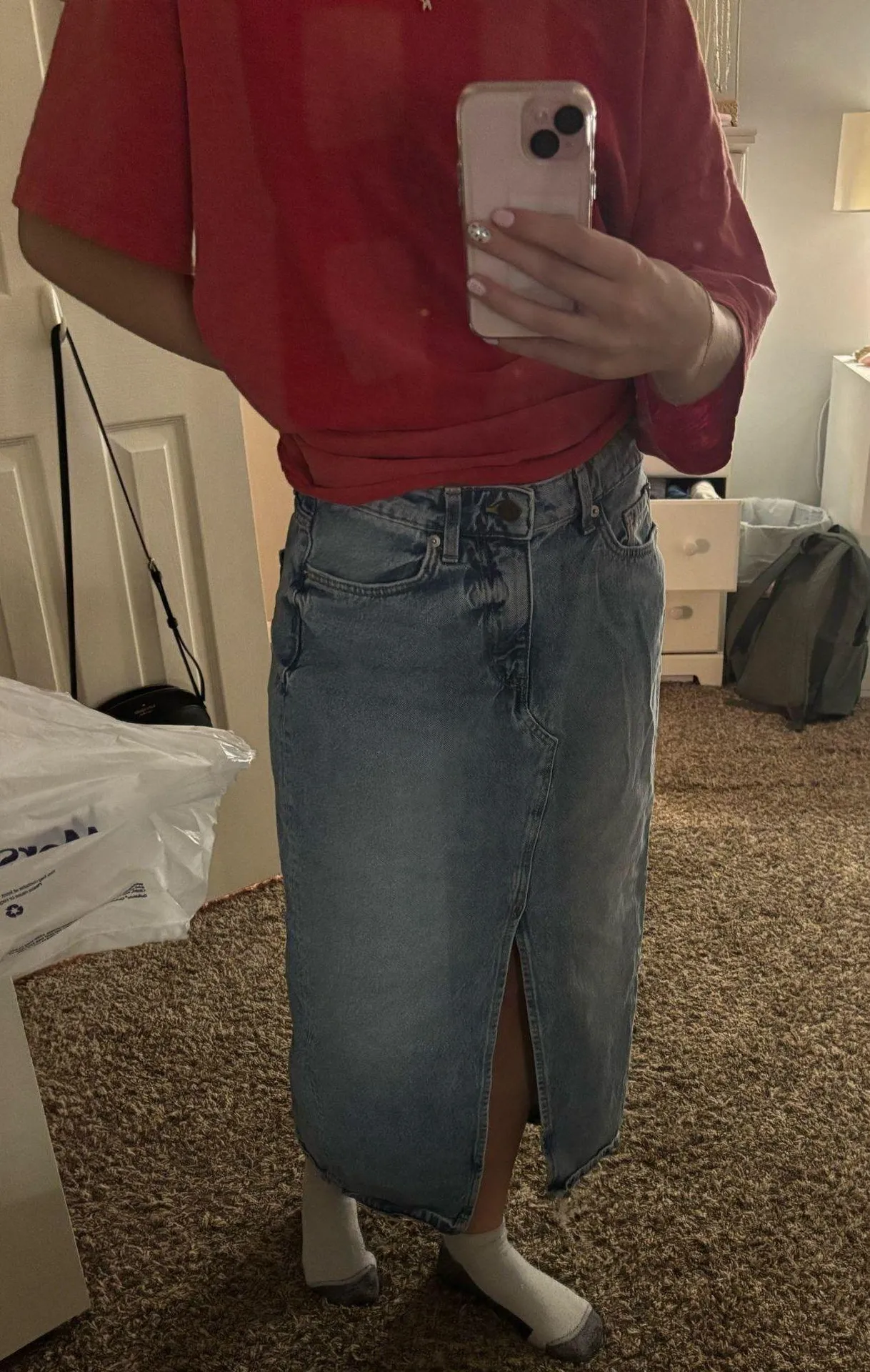 H&M Long Jean Skirt Denim Light Wash - Image 4