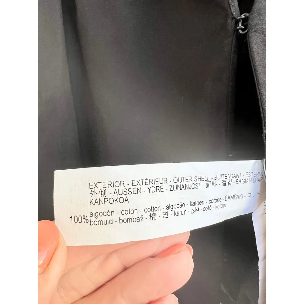 Zara 100% Cotton Long Puff Sleeve V-Neck Blazer Jacket Black Women's Size XS - Image 5