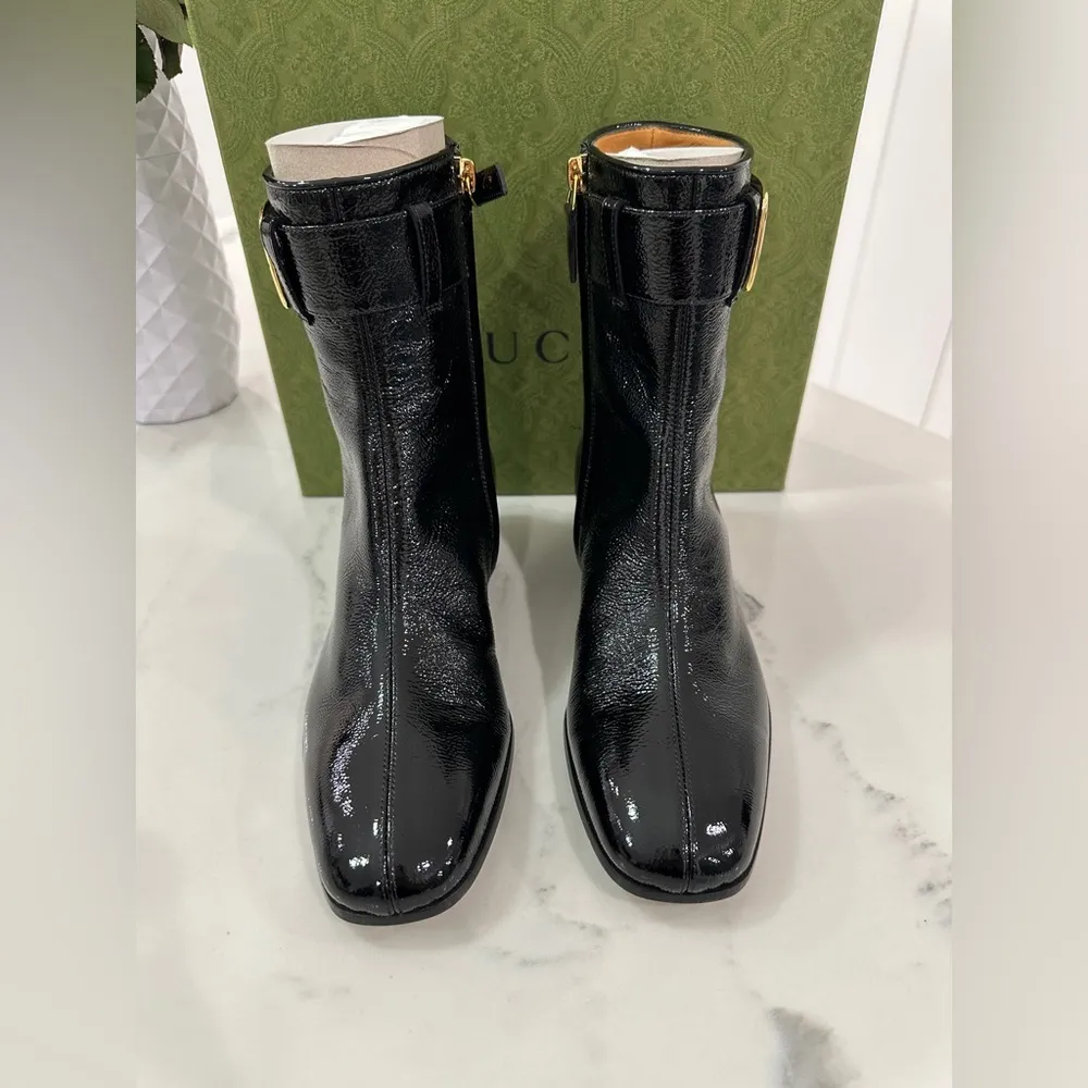 Gucci Retro G Patent Leather Booties - Image 3