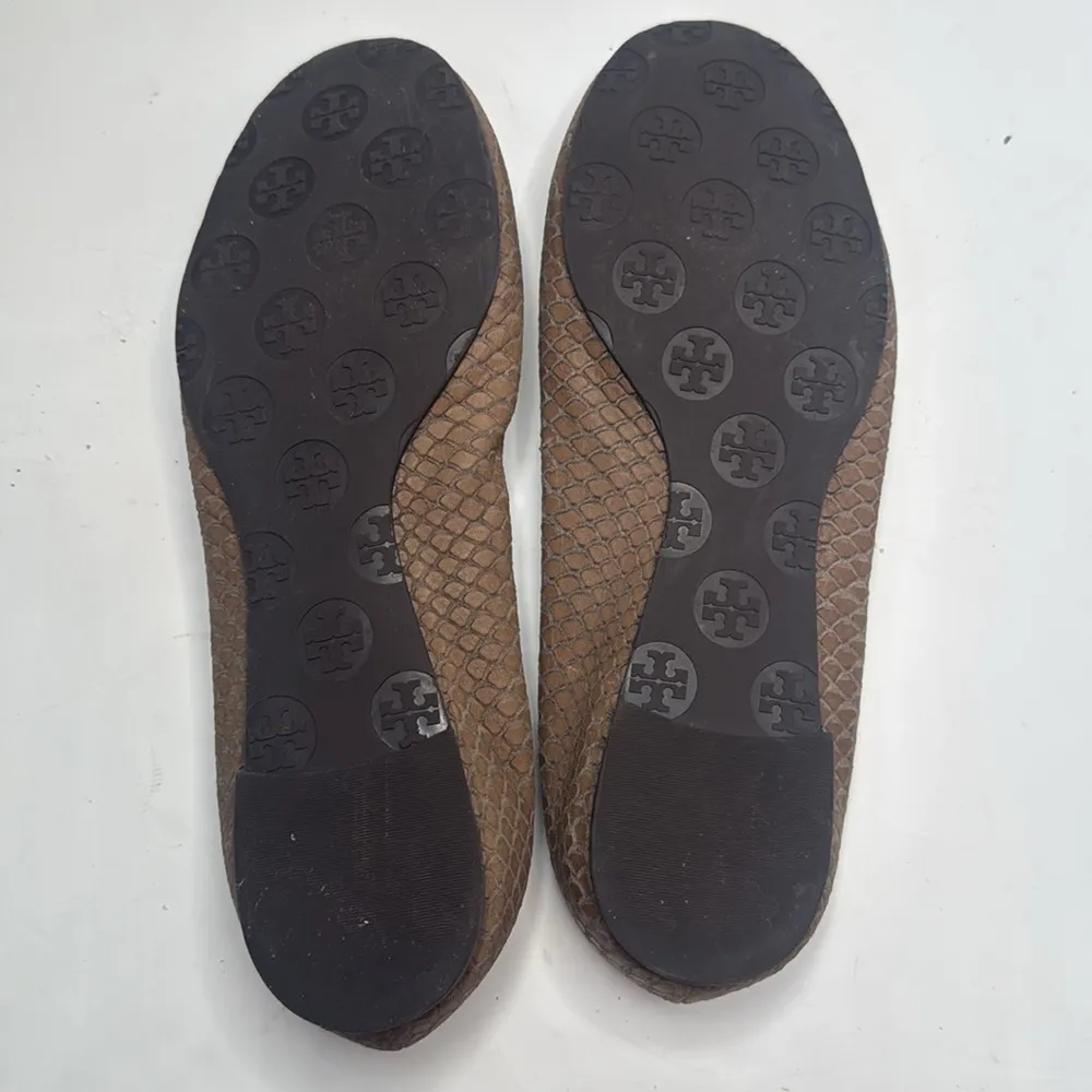 Tory Burch Minnie Travel Pewter Snakeskin Ballet Flats S-248 Sz 8.5M - Image 9