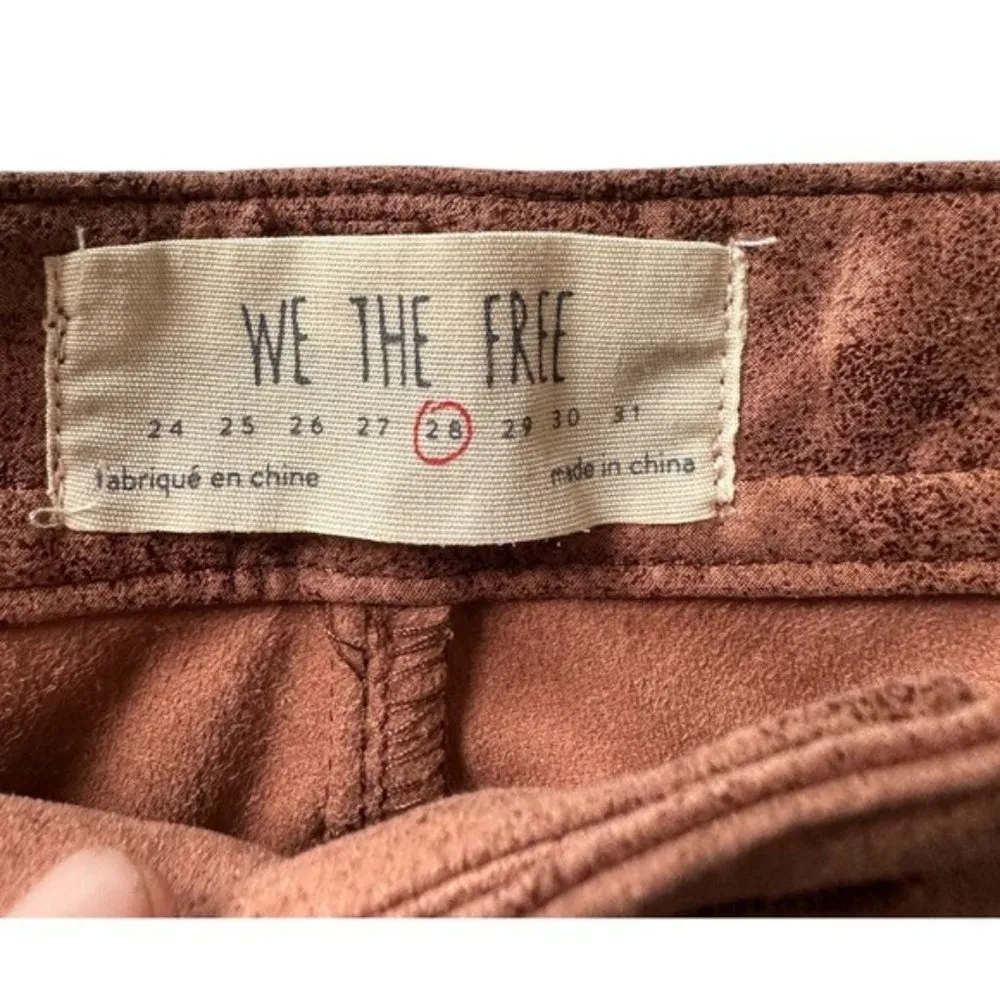 We the Free Orange Rust Vegan Suede Skinny Jeans Size 28 - Image 3