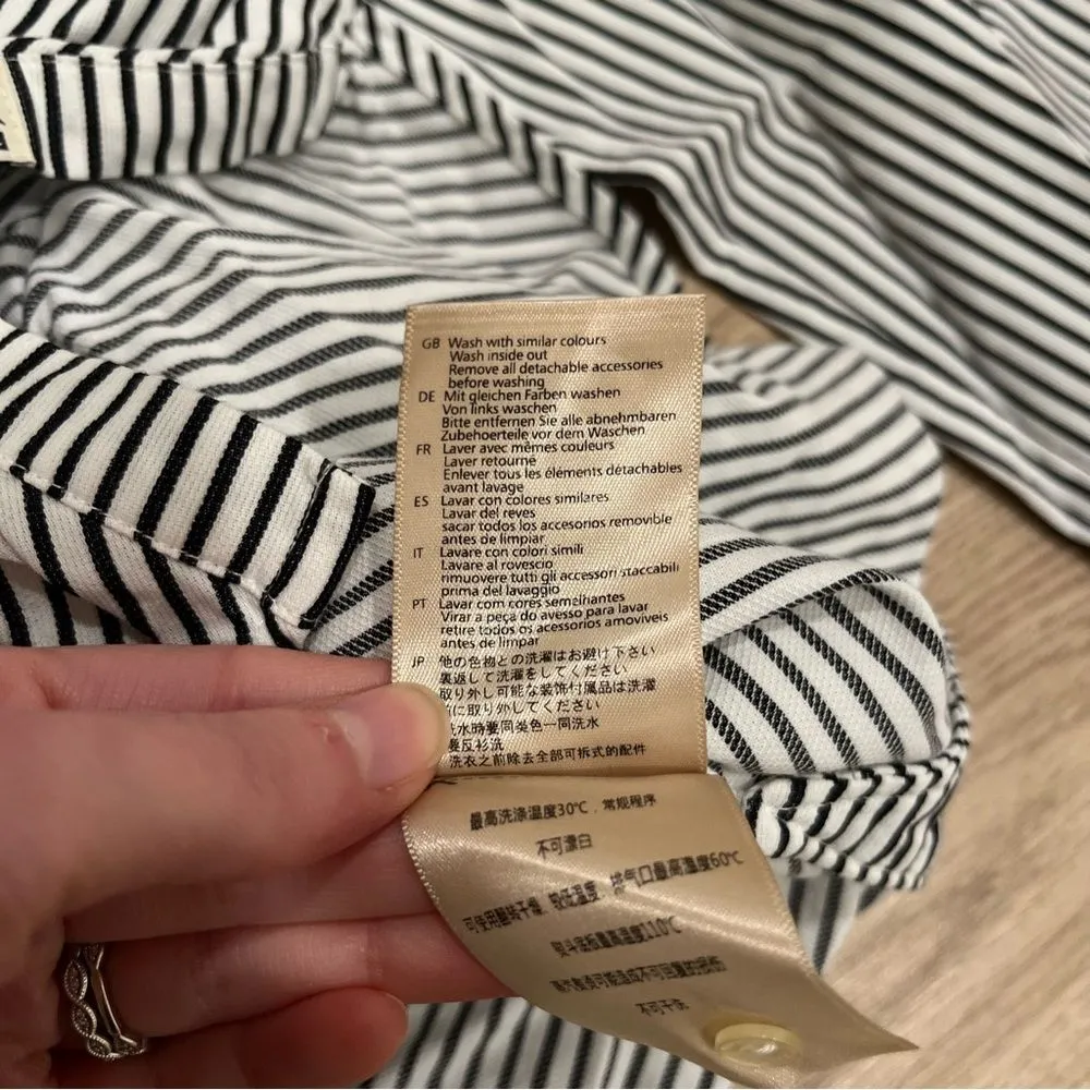 Scotch & Soda Women’s Black White Stripe Pintuck Long Sleeve Top Size L - Image 6