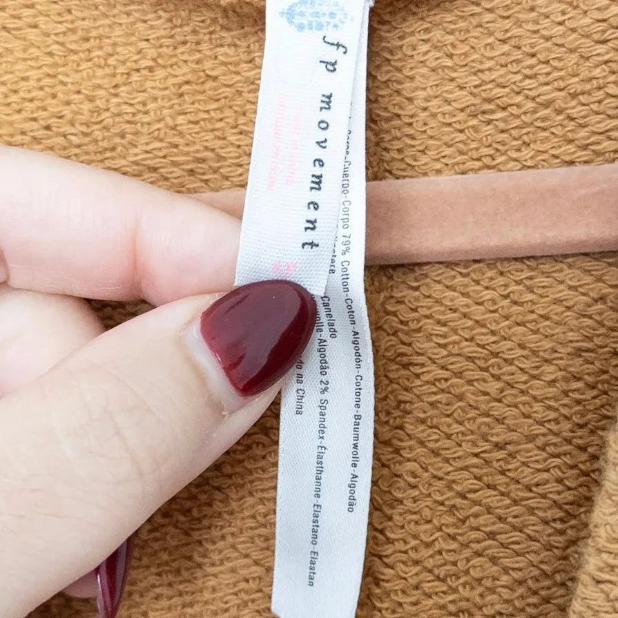 Free People Movement Women Cropped Hoodie Sweatshirt Size S Cozy Boho Athleisure Yellow - Image 4