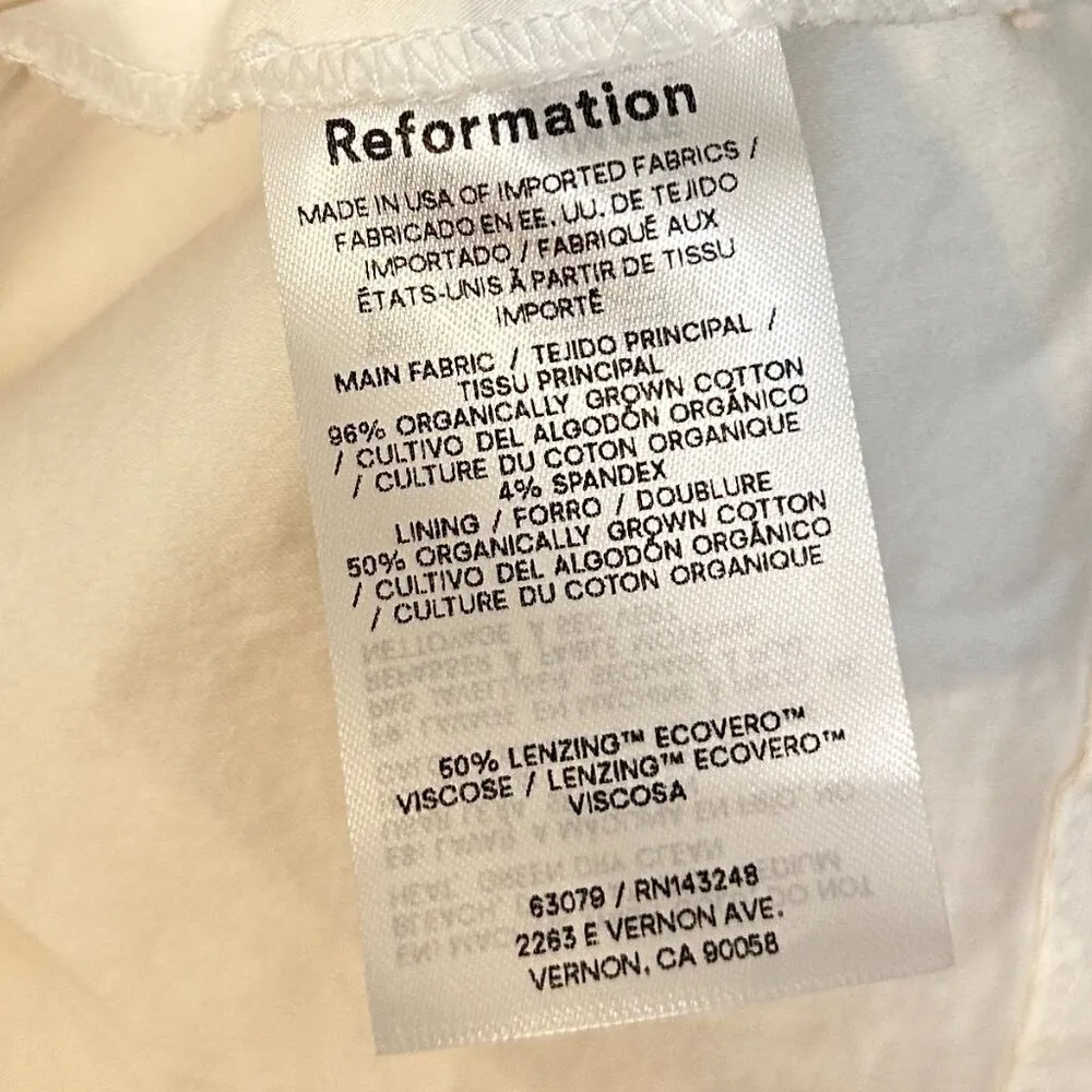 REFORMATION Lovisa Long Sleeve Stretch Organic Cotton Minidress White Size US 2 - Image 5