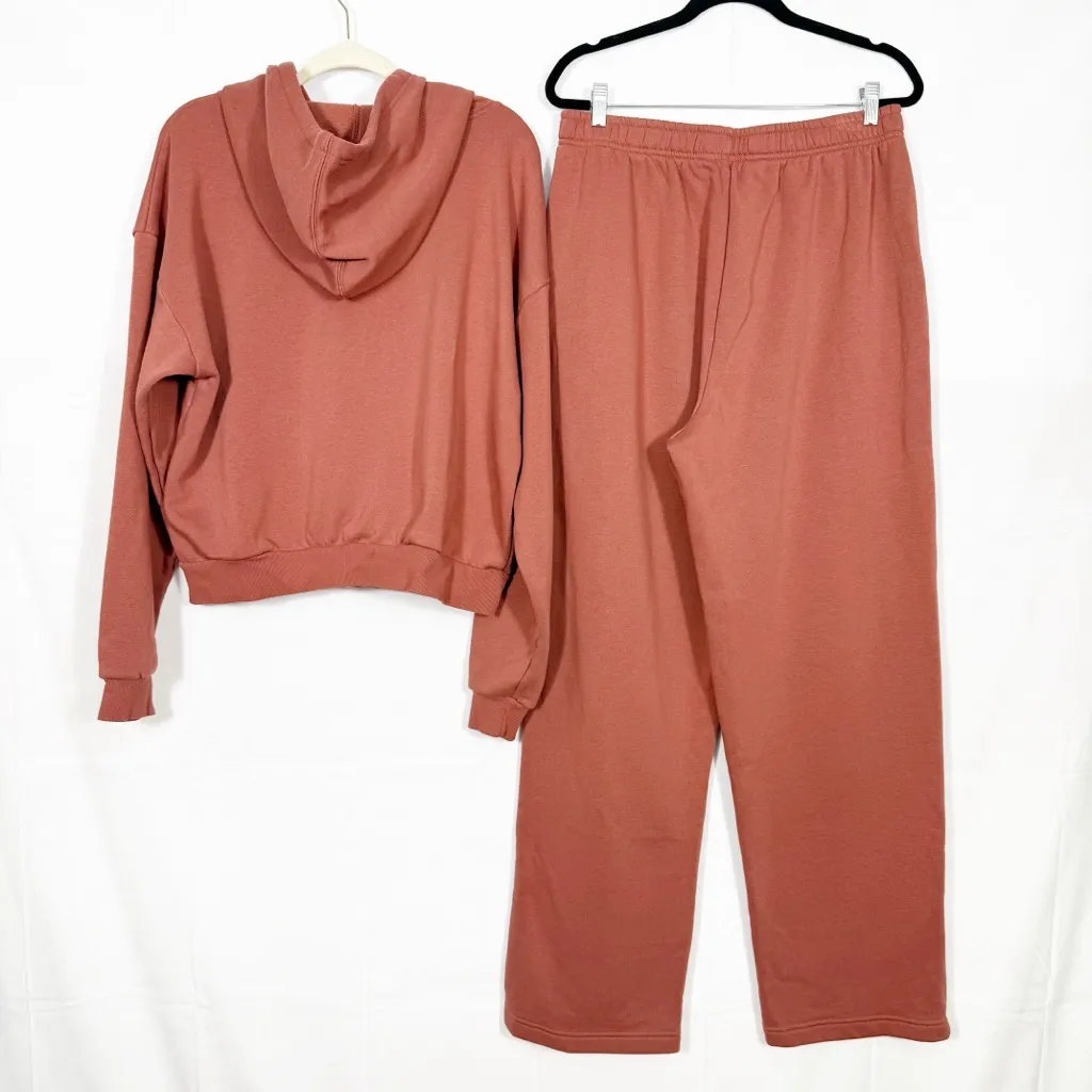 Vitality Cozy Set Full Zip Hoodie & Wide Leg Trouser Sweatpants Rosewood Fleece Brown Size 2X - Image 5