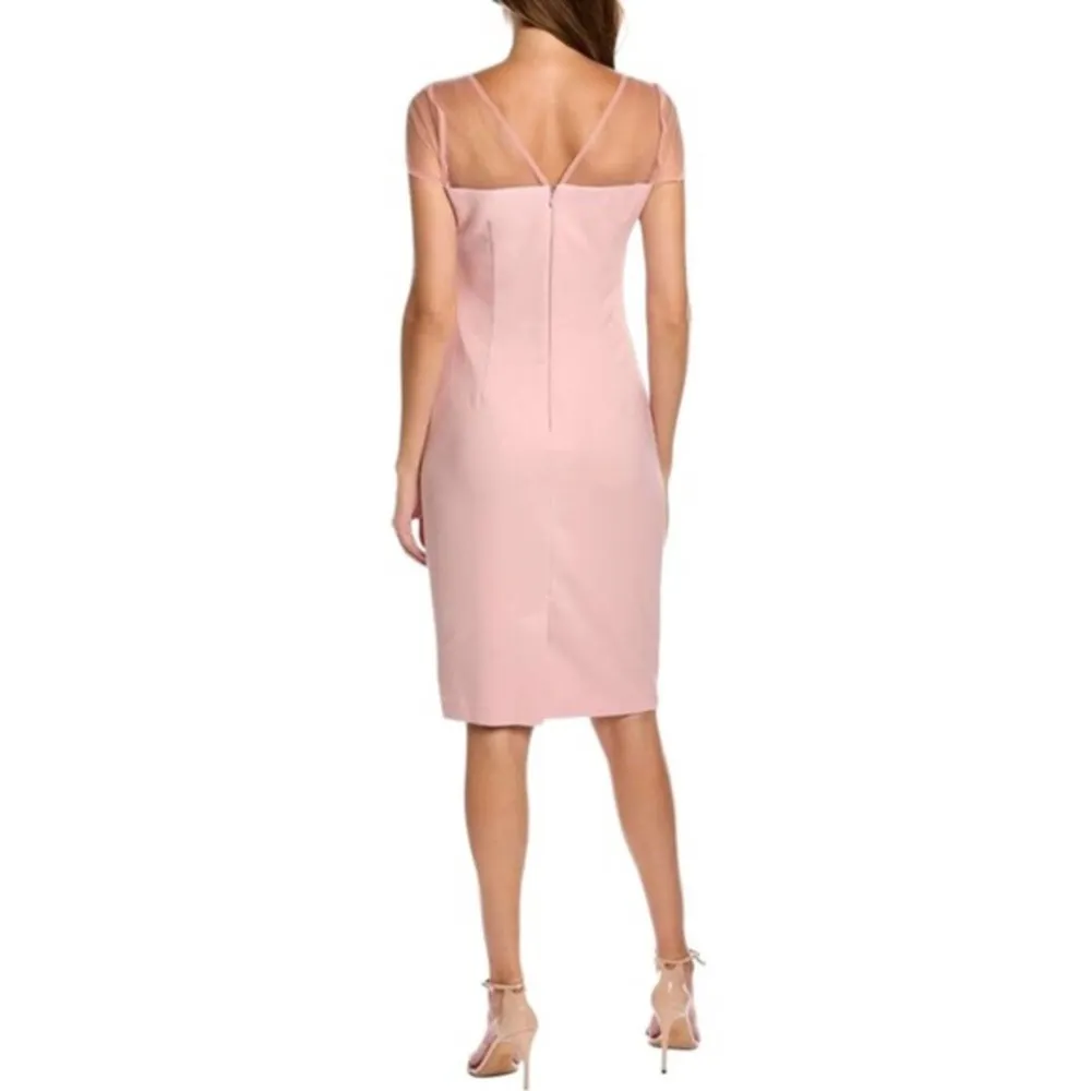 JS Collections Karina Blush Bow Illusion Mesh Sheath Dress 14 NWT - Image 2