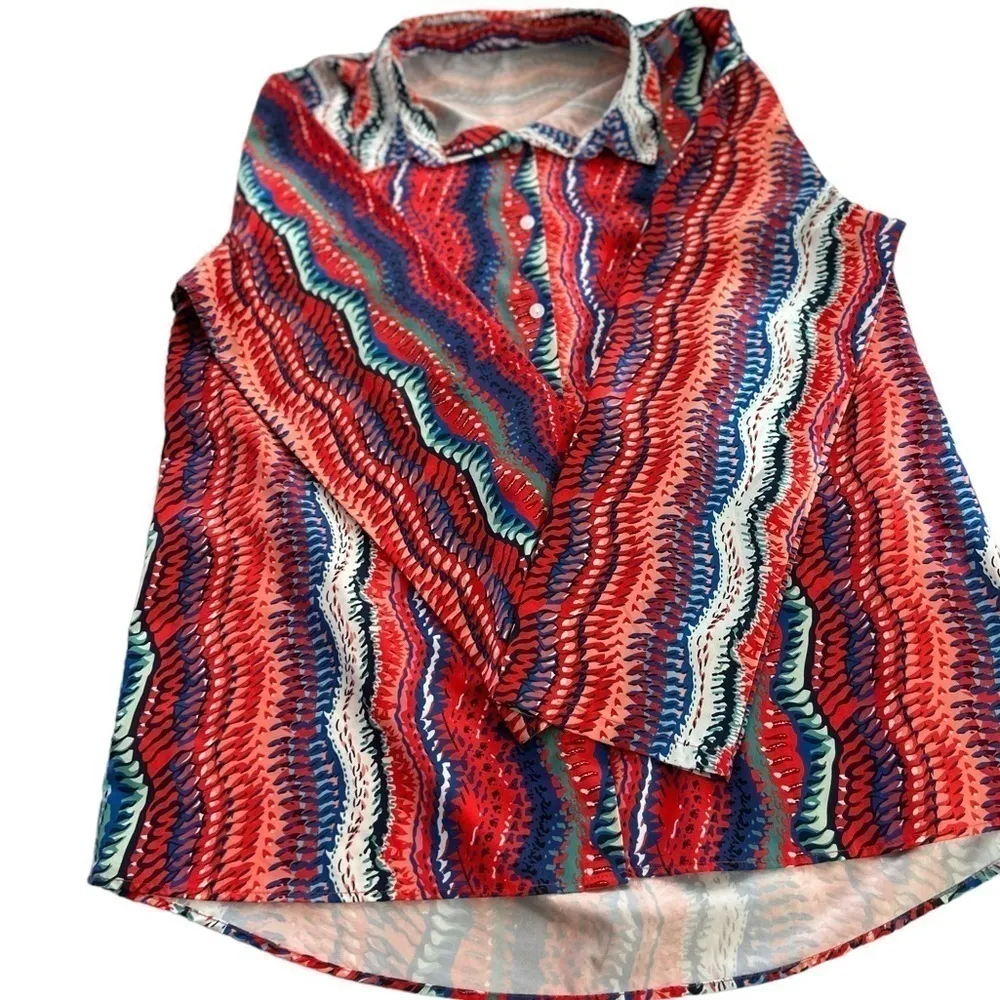 Zigzag bright soft button down shirt XL‎ Orange - Image 2