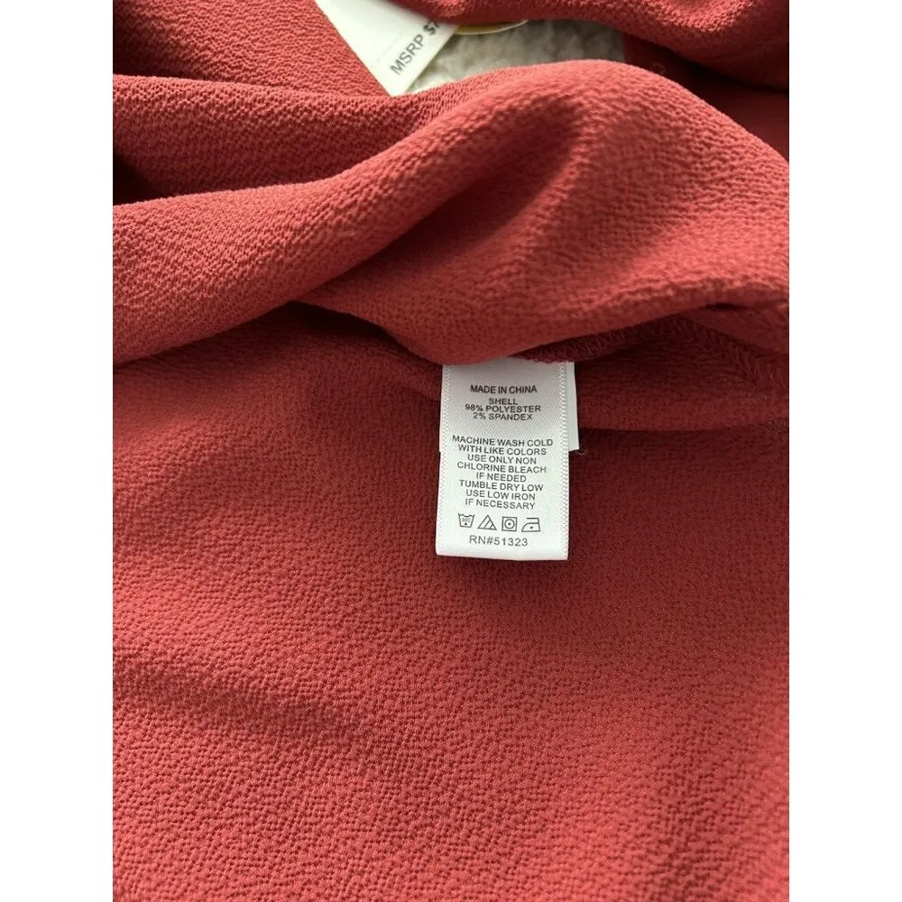 CeCe V-Neck Tie Cuff Detailed Crepe Blouse Womens Relaxed Fit Clare Red Sz XS - Image 6