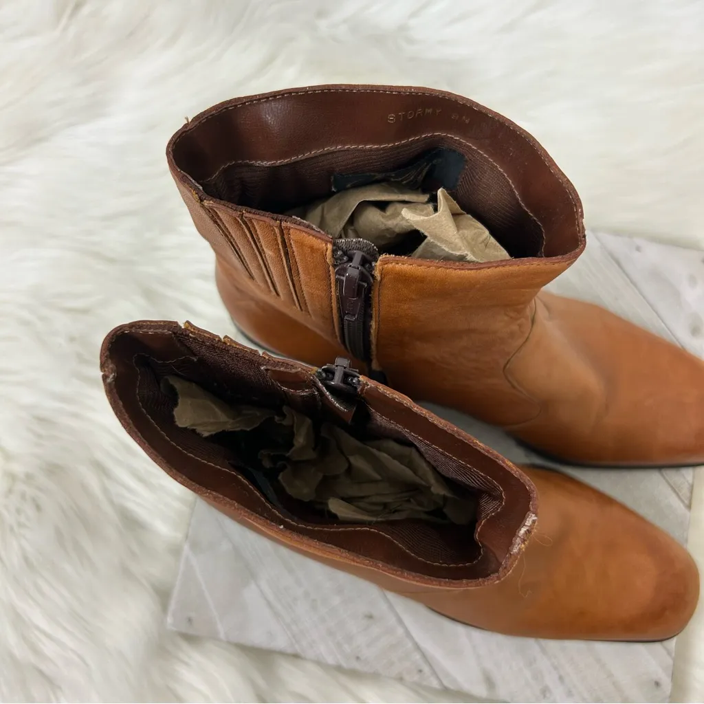 Vintage Selby Brown Leather Ankle Booties Size 9 - Image 3