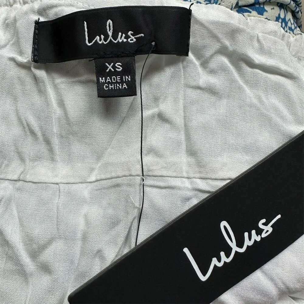 NWT Lulus XS Daisy Days Blue Floral Empire Waist A-Line Mini Dress Casual Summer - Image 7