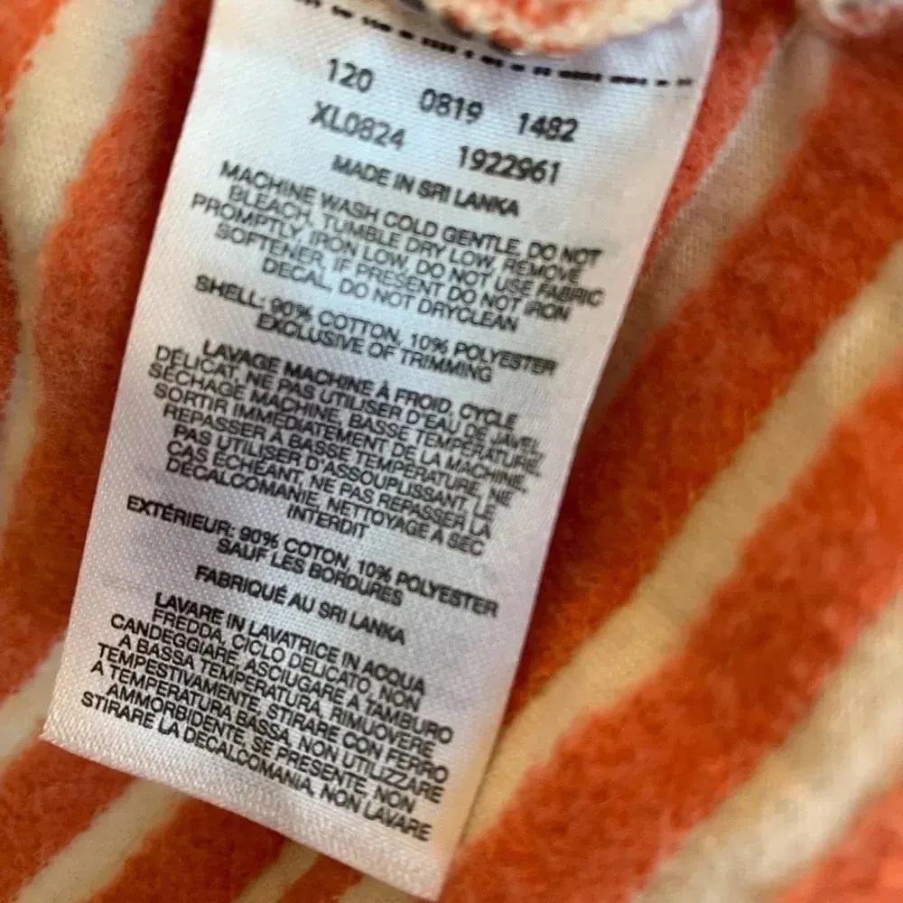 COLUMBIA striped zip jacket high low hem, small, orange and cream - Image 7