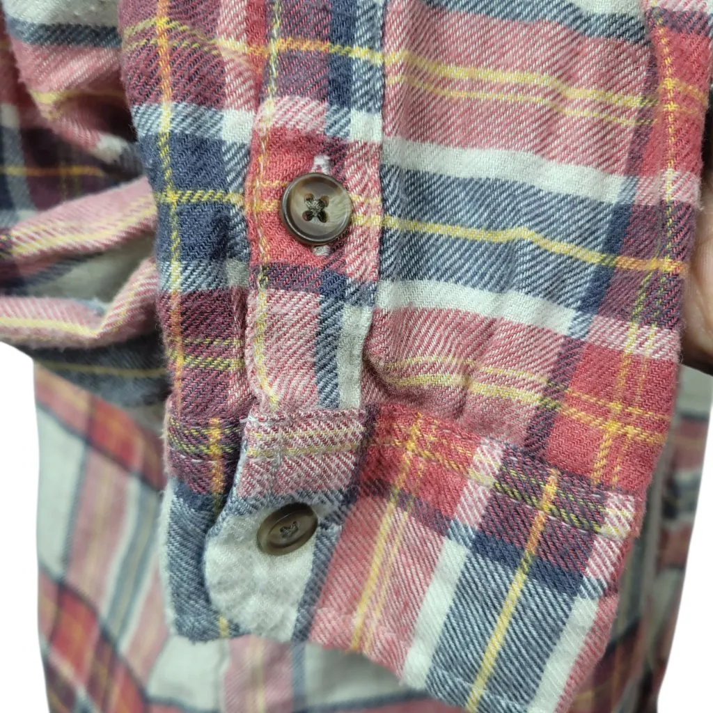 American Eagle Red Cozy Ahh-Mazingly Soft Plaid Flannel Shirt XS Boyfriend Fit - Image 4