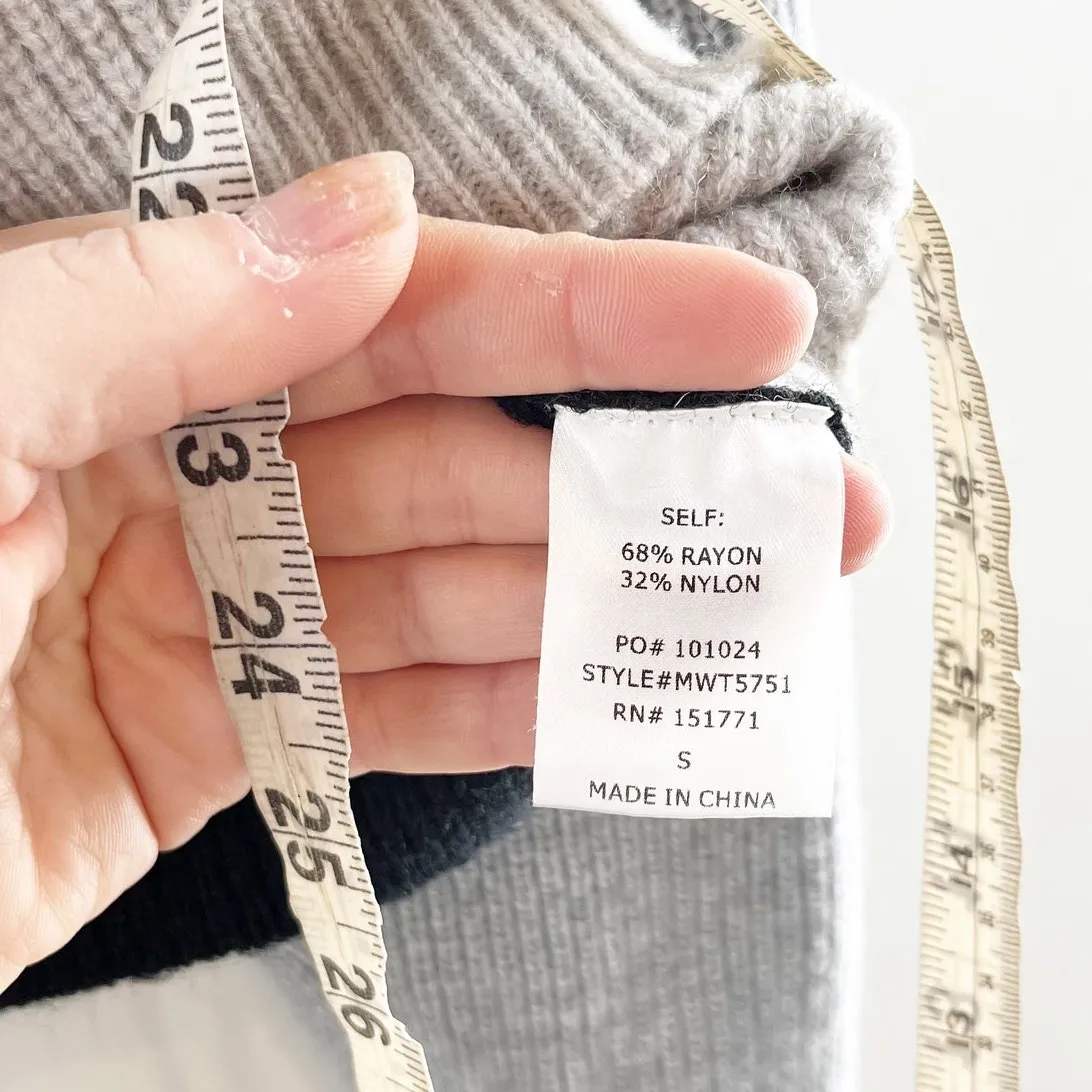 Le Lis Colorblock Dropped Shoulder Knit Pullover Mock Neck Sweater Gray Black S - Image 5