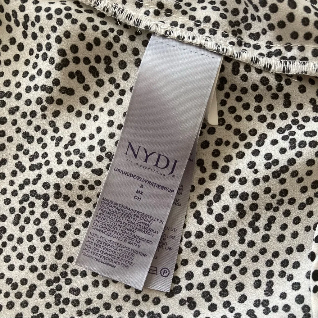 NYDJ Printed Tank Top Button Down Blouse Size Small Flowy Black White EUC - Image 6