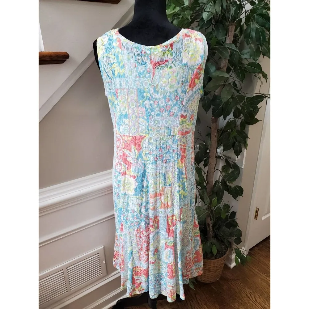 Rudy Rd. Women's Multicolor Round Neck Sleeveless Knee Length Dress Petites L Size undefined - Image 6