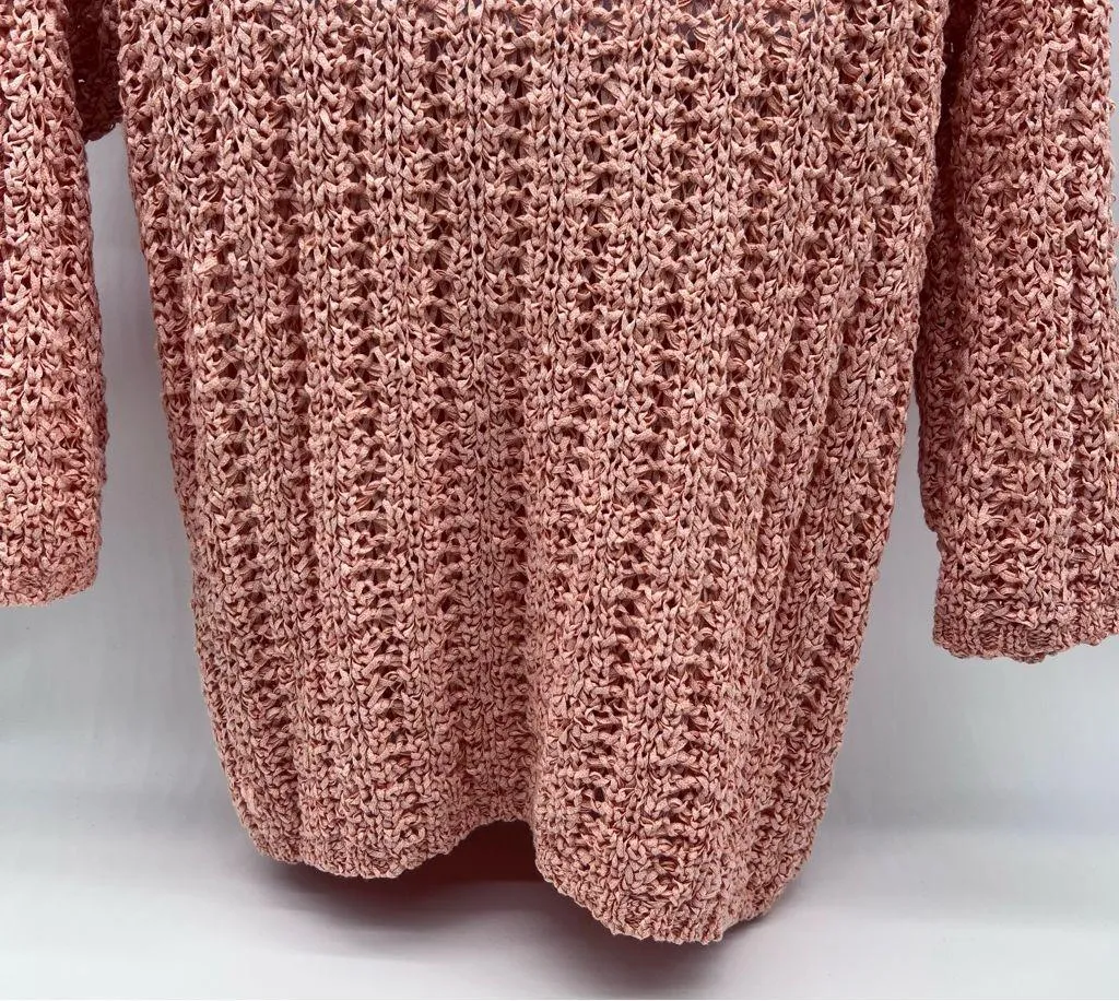 Dana Buchman Peach Open Pull Over Cotton Blend Ribbon Knit Top w/3/4 Sleeves-L - Image 7