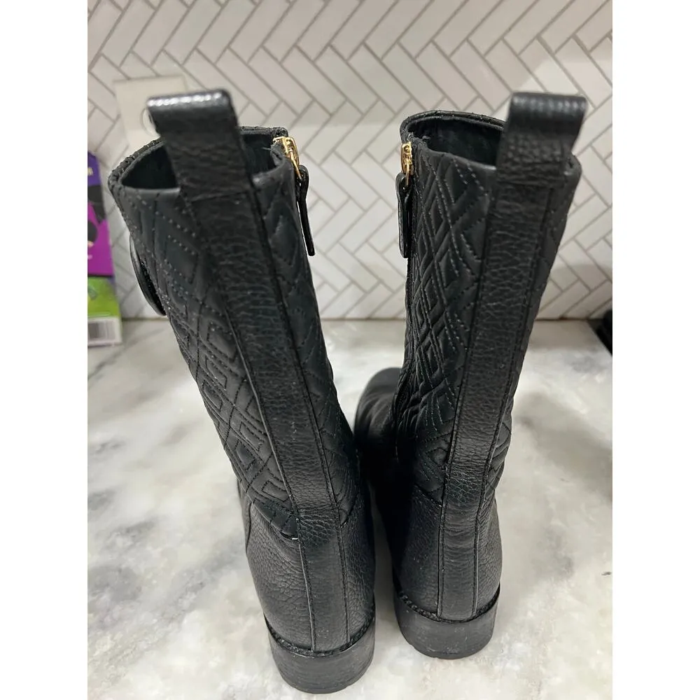 Tory Burch Marion Quilted Short Boots Black Leather Women’s Size 9M - Image 6