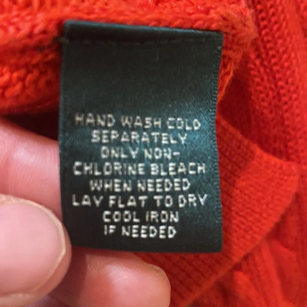 Lauren Ralph Lauren Cable Knit Crew Neck Long Sleeve Sweater Red Stretchy Sz M Size M - Image 7