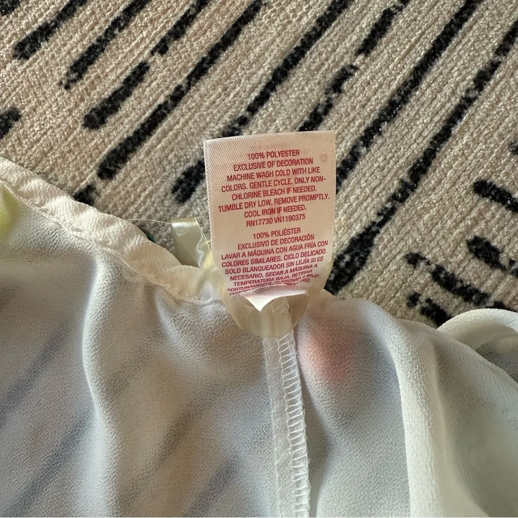 Xhilaration White Tunic with Colorful Hem Pom Accents Swim Coverup Medium - Image 5