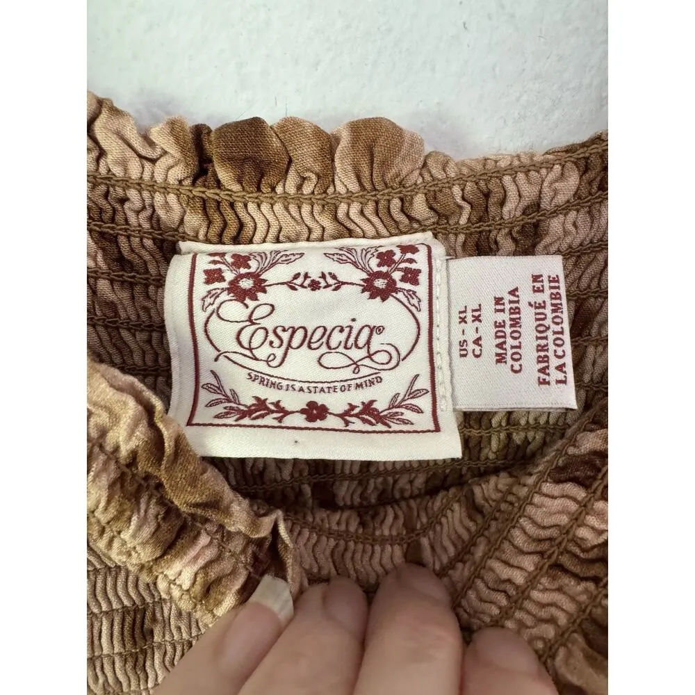 Especia Nairobi Animal Print Smocked Maxi Dress Size Maternity XL Tiered Brown - Image 8