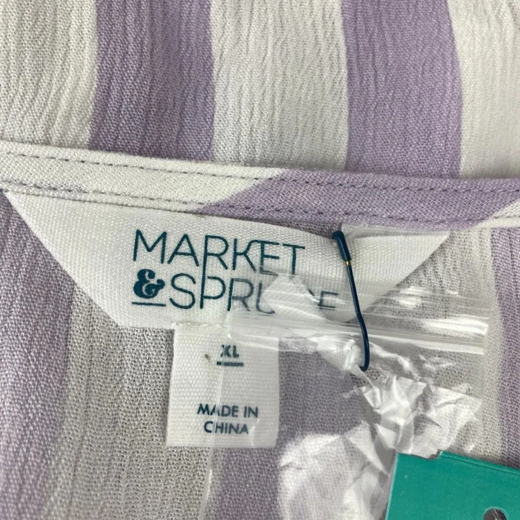 New Stitch Fix Market & Spruce Lilo Button Down Tie Front Top Womens XL Purple - Image 6