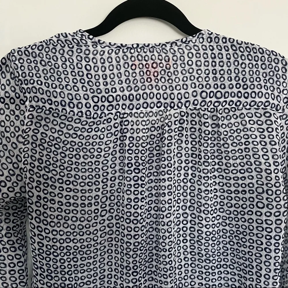 'JOE FRESH' Printed Tunic Half Button Down Long Sleeve. Blue and White. S/P - Image 7
