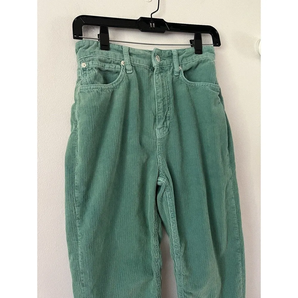 We The Free / Free People Green Calypso High Rise Corduroy Mom Jeans Size 26 - Image 4