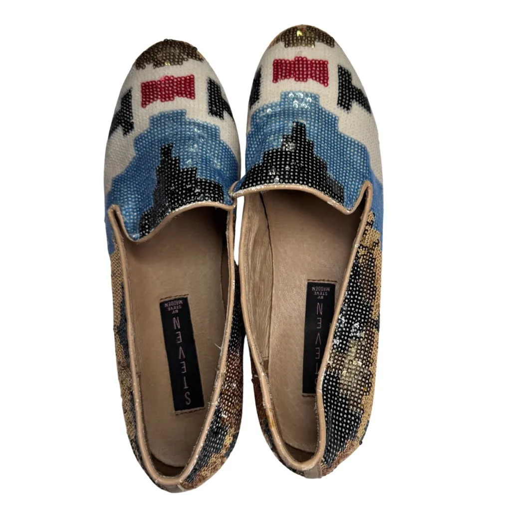 Steve Madden Madee smoking shoes Multicolor Sequin Loafers flats 7 southwestern - Image 2
