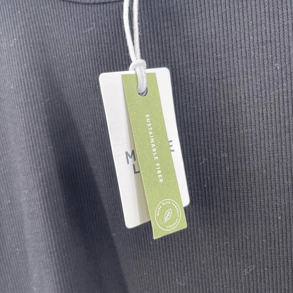 MARINE LAYER Lexi Rib Leah Dress Extra Small Black Ribbed One Bow Shoulder NWT - Image 6