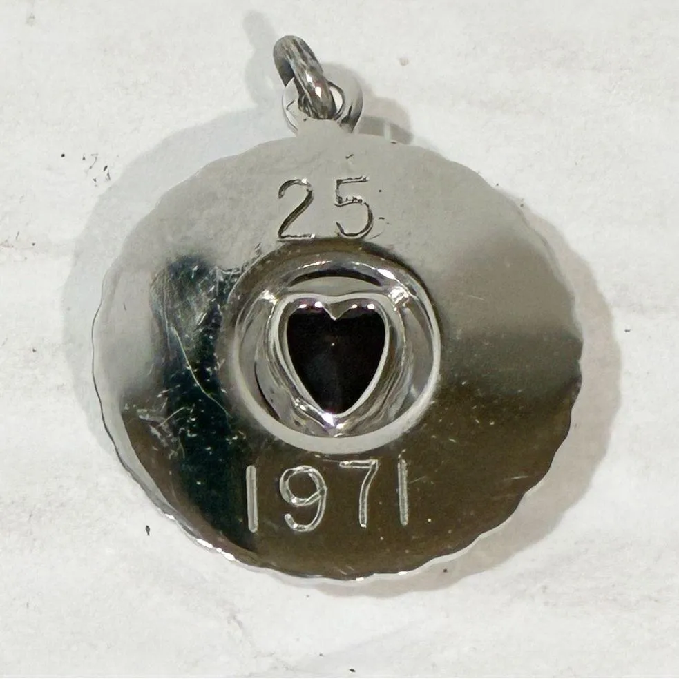 Vintage Sterling Silver 925 Happy Birthday Black Stone Charm Pendant - Image 2