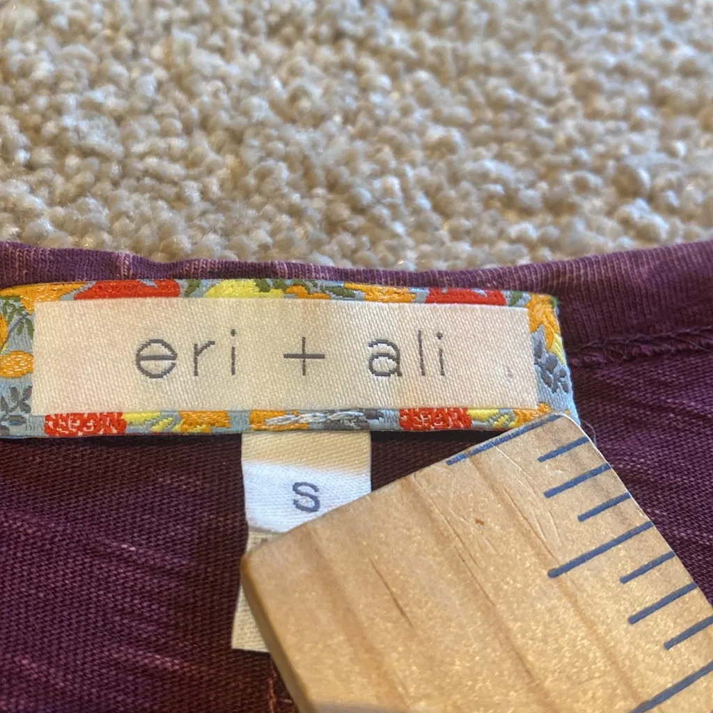 Anthropologie Eri + Ali Swing Acid Wash Scoop Neck S/S T-Shirt Wine Burgundy S - Image 5