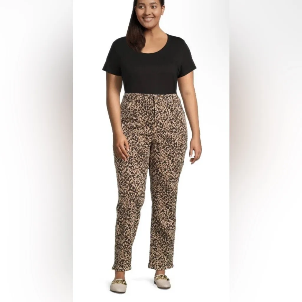TERRA & SKY Womens Straight Leg Jean Size 16W Animal Print High Rise New - Image 2