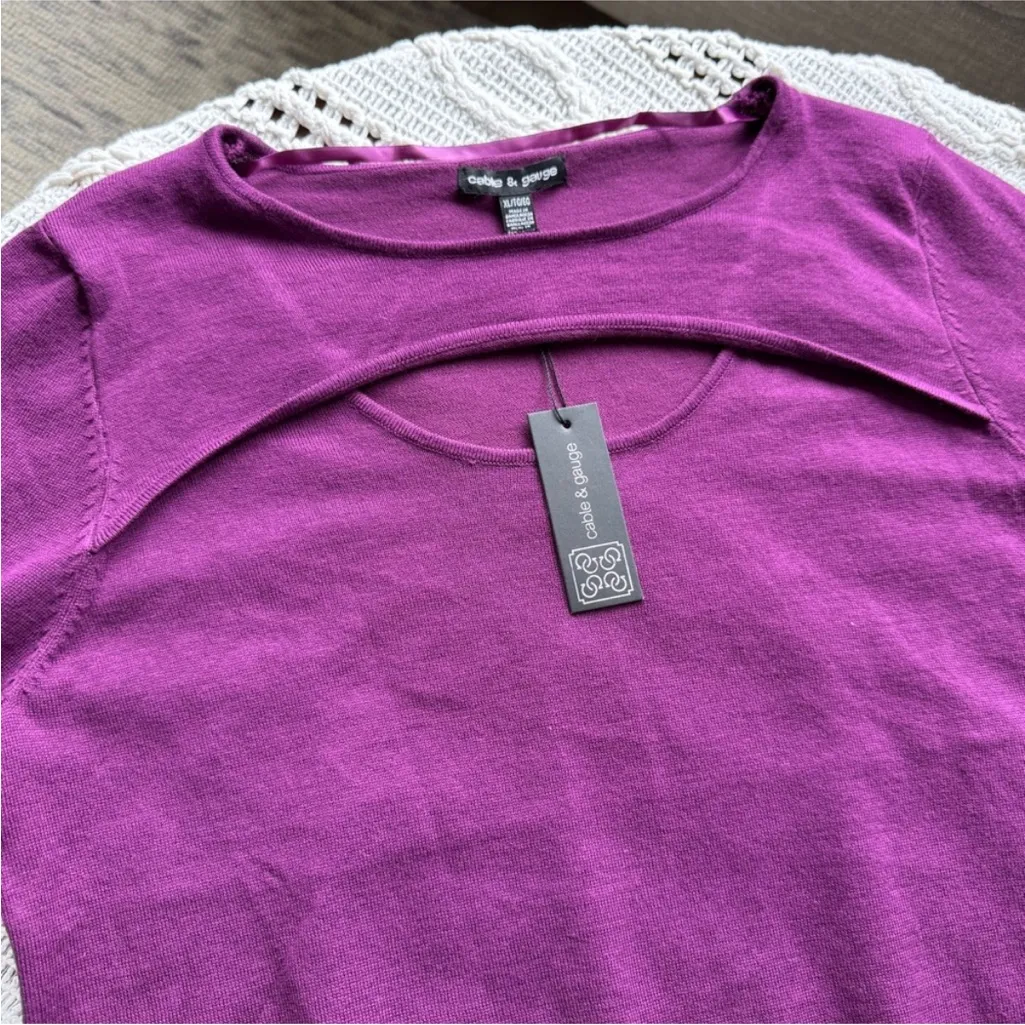 Cable & Gauge Rich Purple Crew Neck Sweater - Image 4