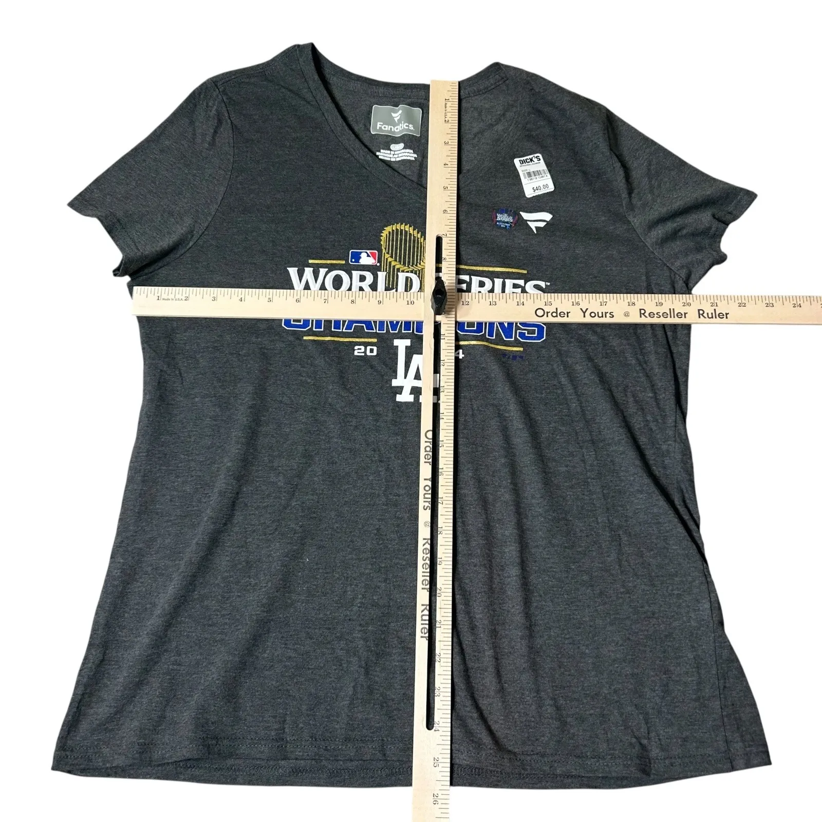 NEW Los Angeles Dodgers T Shirt Womens L Gray Fanatics‎ World Series 2024 MLB - Image 7