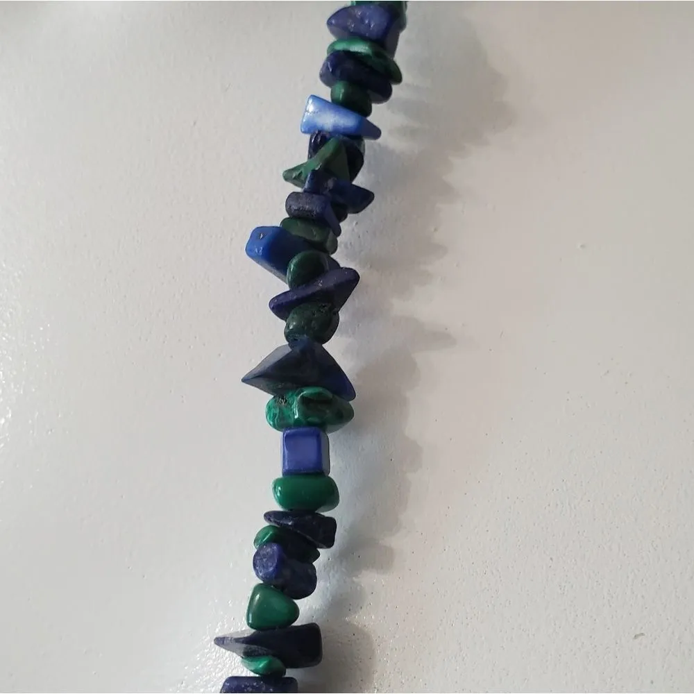 Lapis Lazuli & Malachite Chip Beaded Necklace 36" Green - Image 3